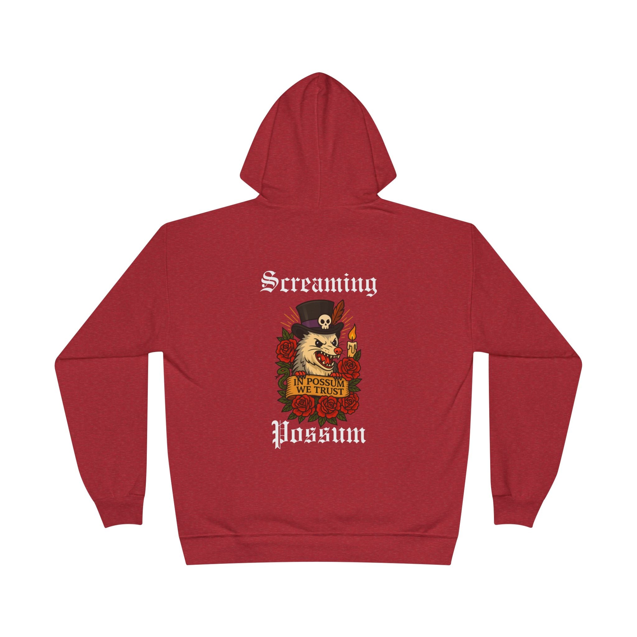 Screaming Possum Hoodie — Vintage Tattoo Possum Graphic Pullover