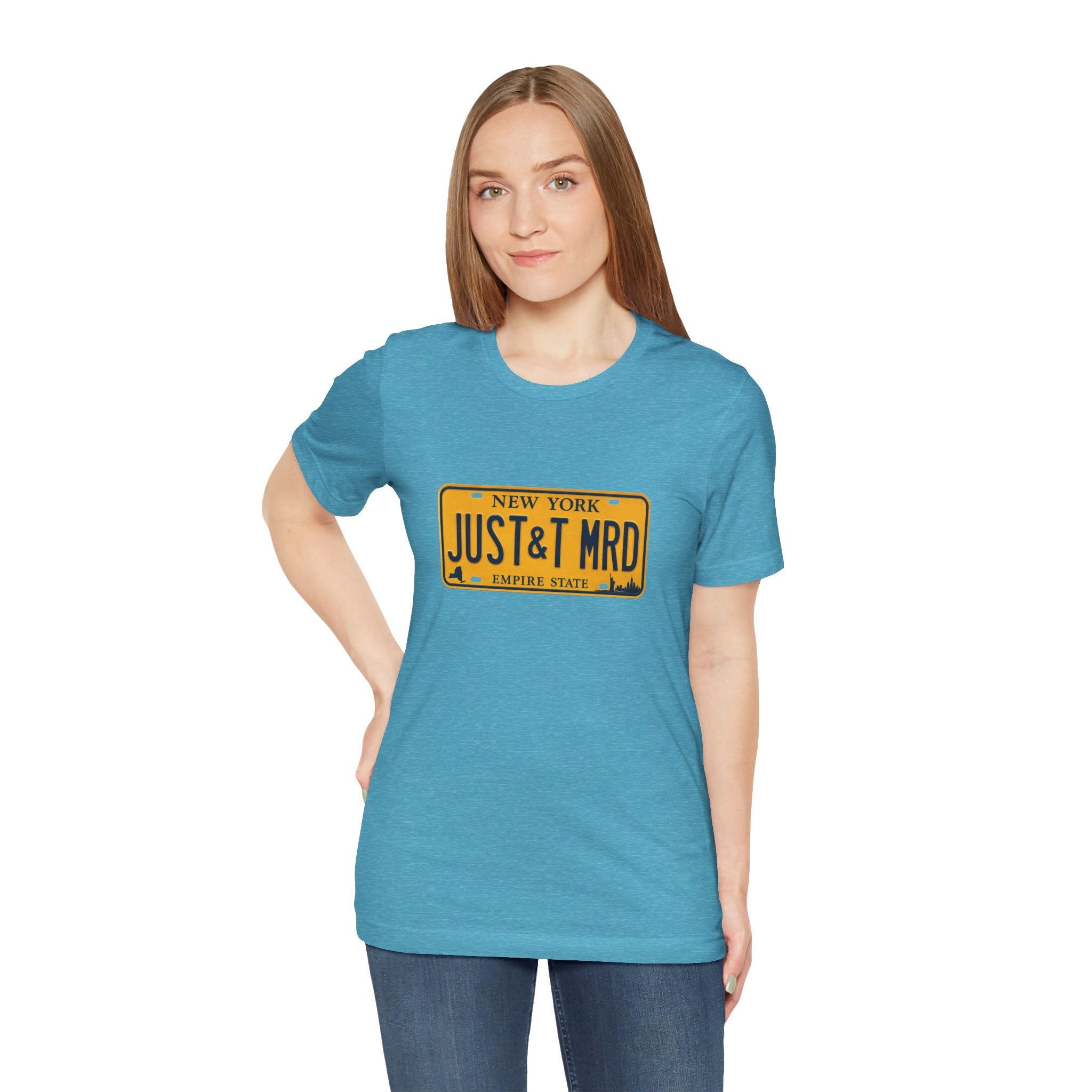 New York 'JUST&T MRD' License Plate T-Shirt — Vintage Empire State Graphic Tee