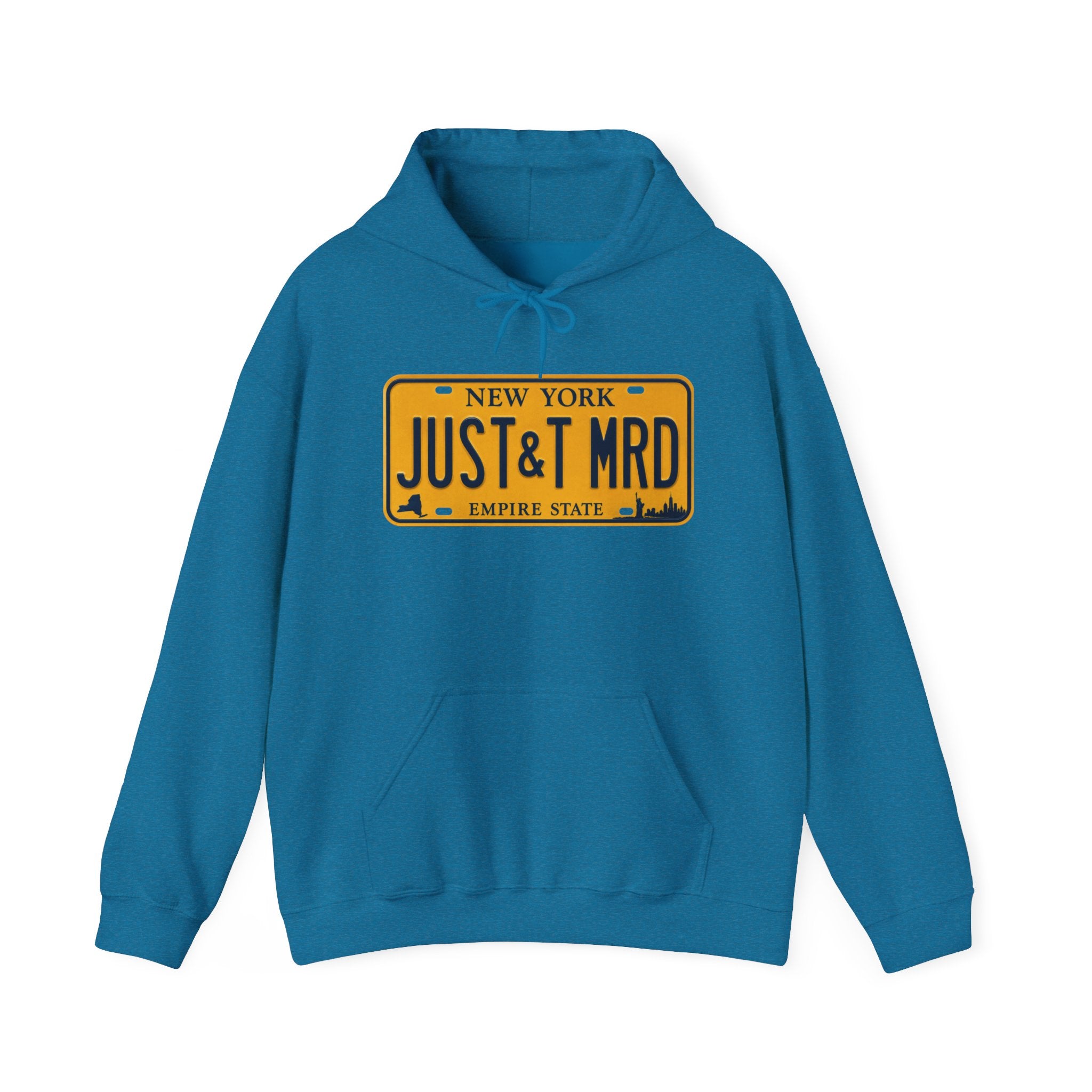 Hoodie — New York License Plate "JUST & MRD" Graphic
