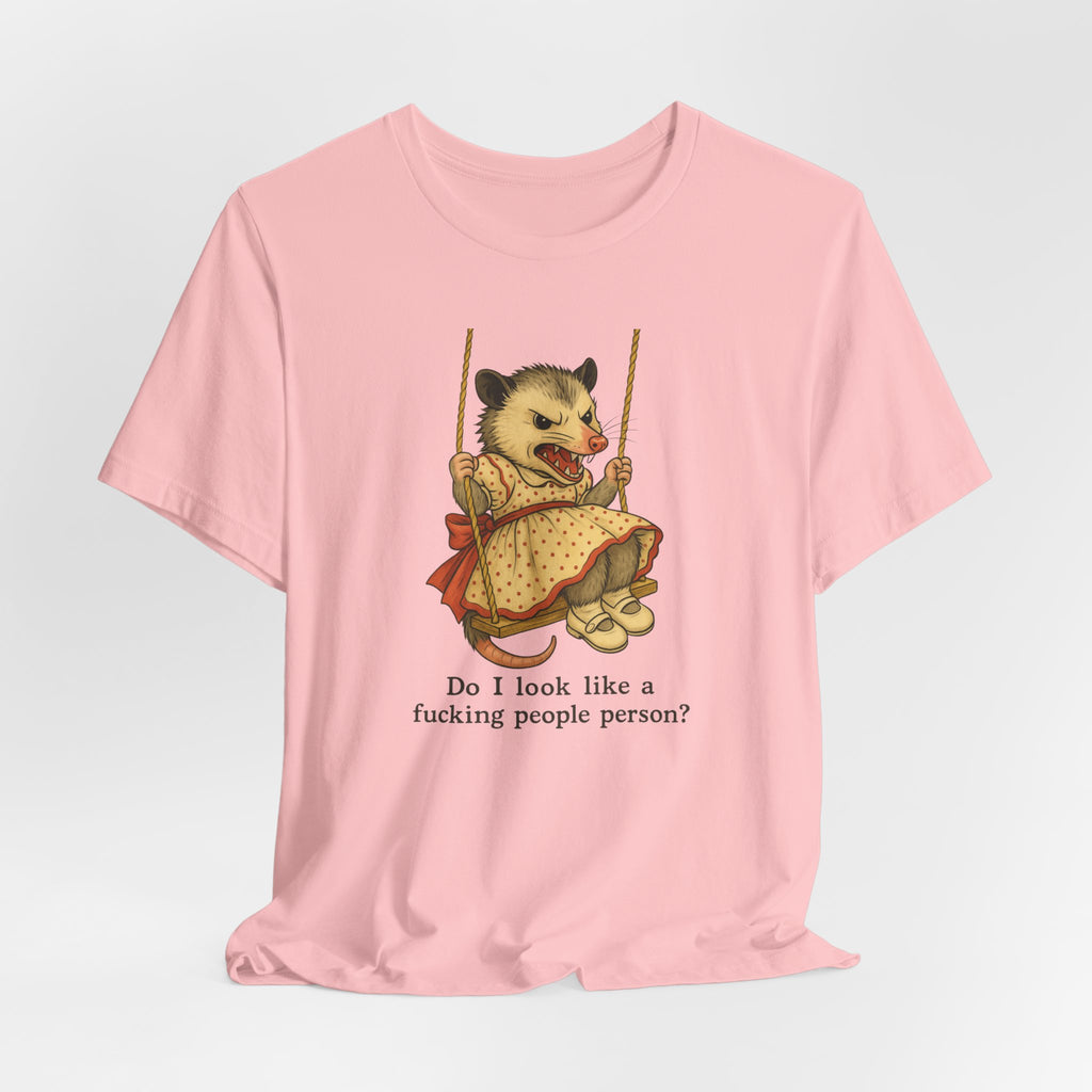 Graphic Tee — Vintage style Possum on Swing with "Do I look like a fucking people person?"