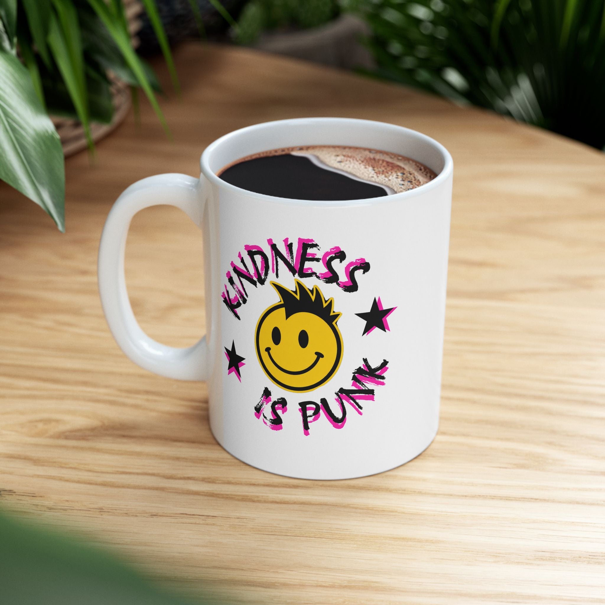 Kindness is Punk Smiley Coffee Cup