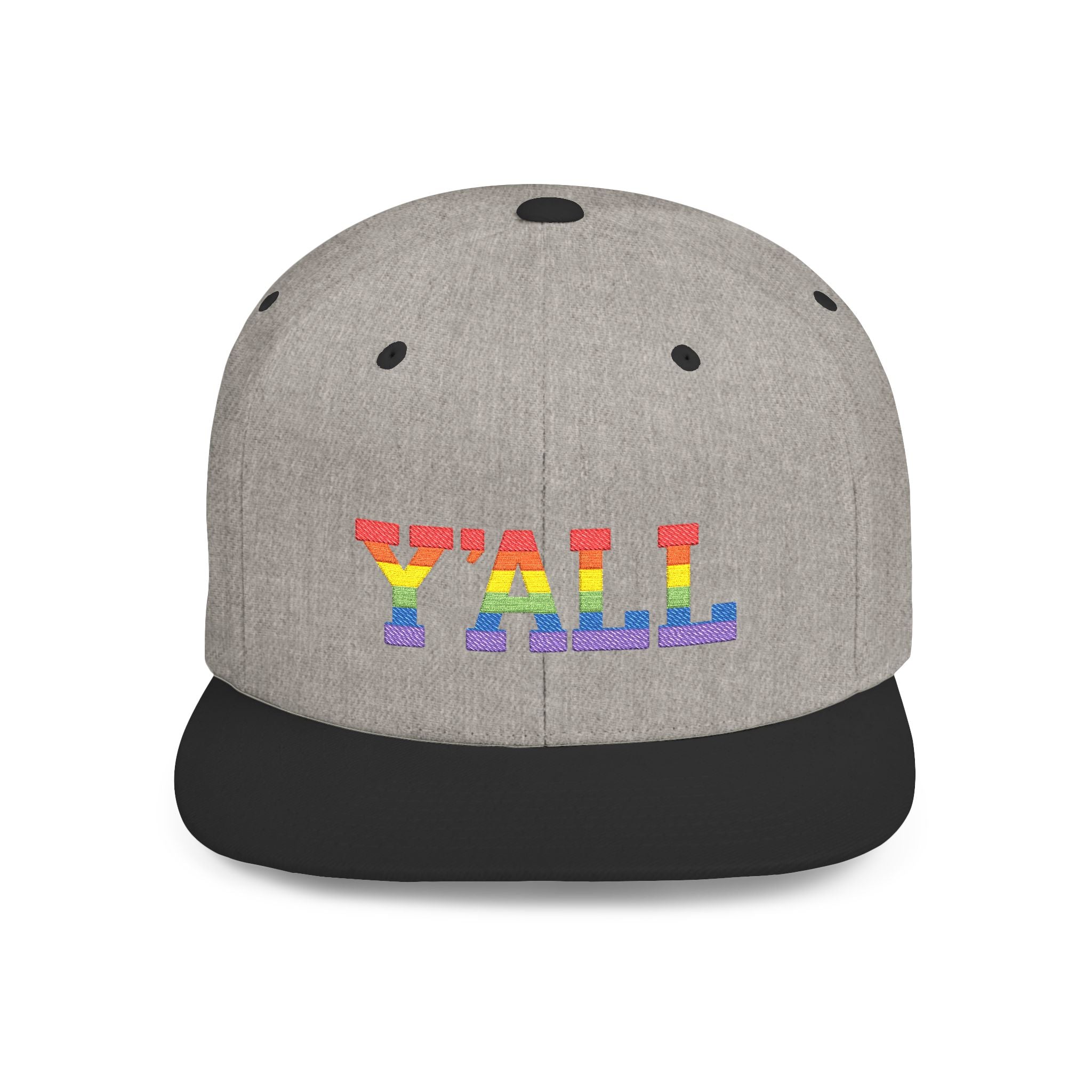 Rainbow "Y'ALL" Pride Flat Bill Snapback Hat