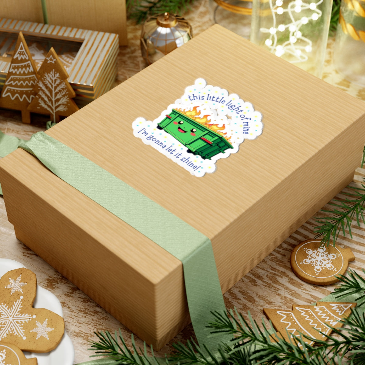 Playful Dumpster Fire This Little Light of Mine Kiss-Cut Stickers | Whimsical Laptop Stickers, Funny Gift for Friends, Positive Vibes