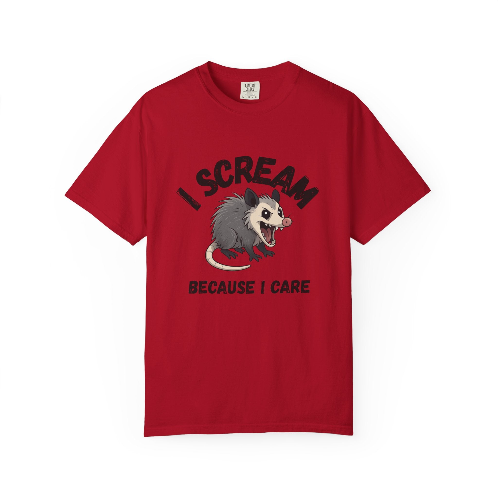 I Scream Because I Care Screaming Possum T-Shirt — Funny Wildlife Rescue Tee