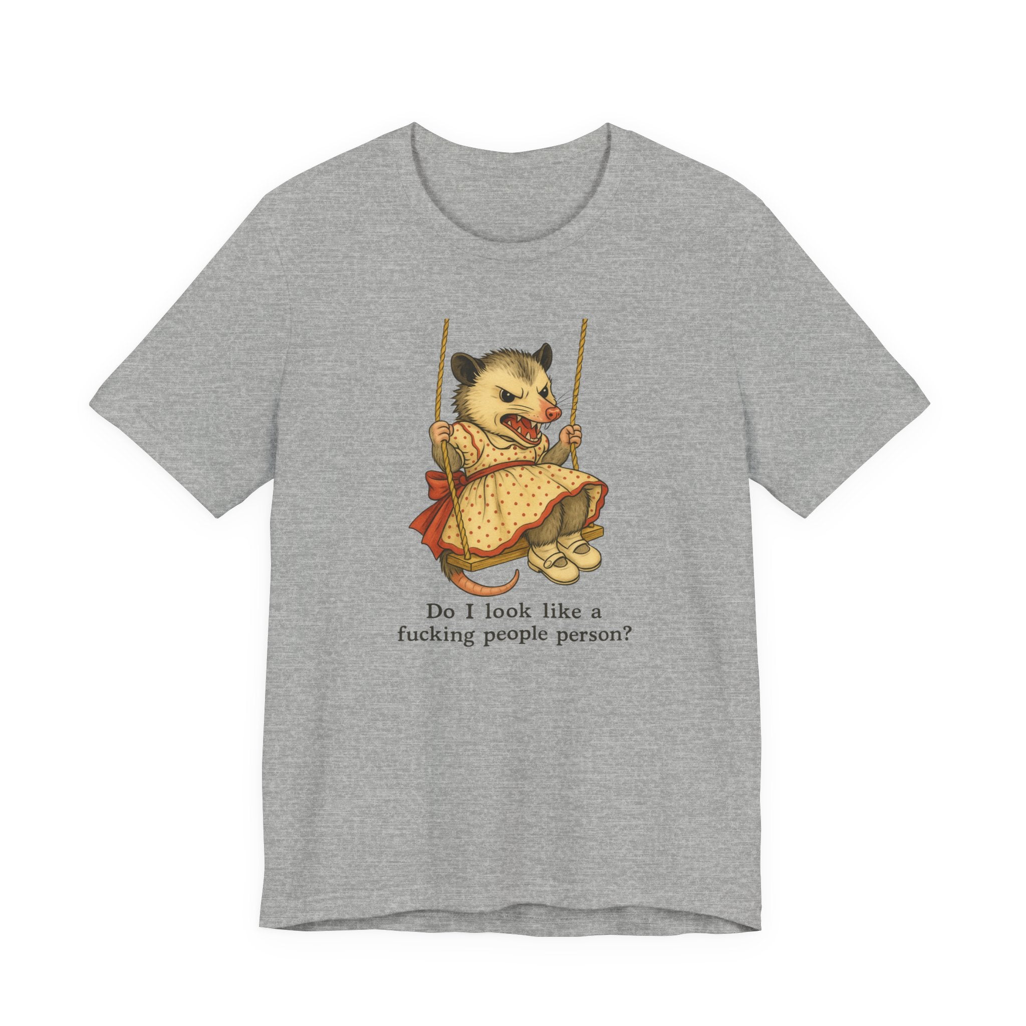 Graphic Tee — Vintage style Possum on Swing with "Do I look like a fucking people person?"