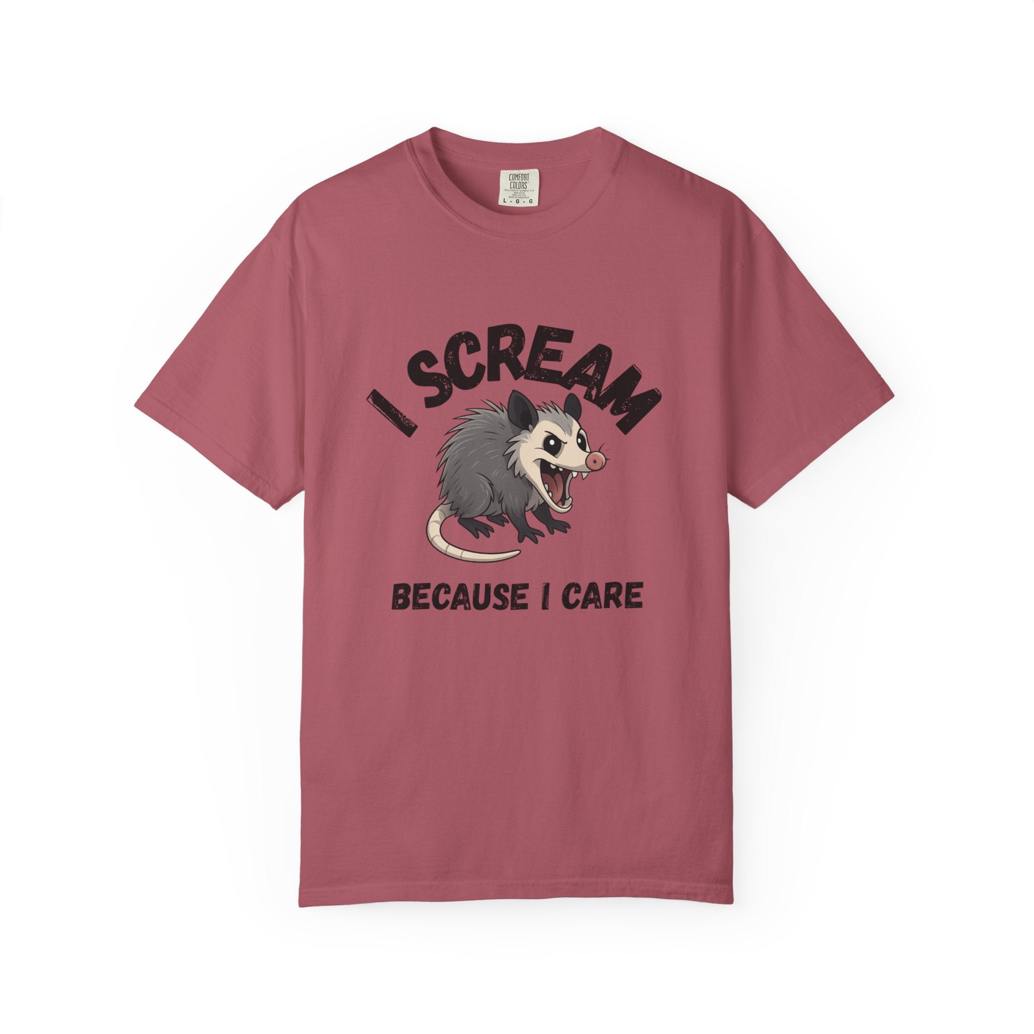 I Scream Because I Care Screaming Possum T-Shirt — Funny Wildlife Rescue Tee