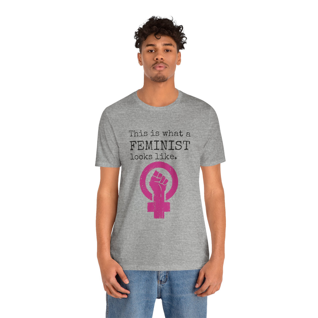 Feminist T‑Shirt — “This Is What a FEMINIST Looks Like” Pink Symbol Tee