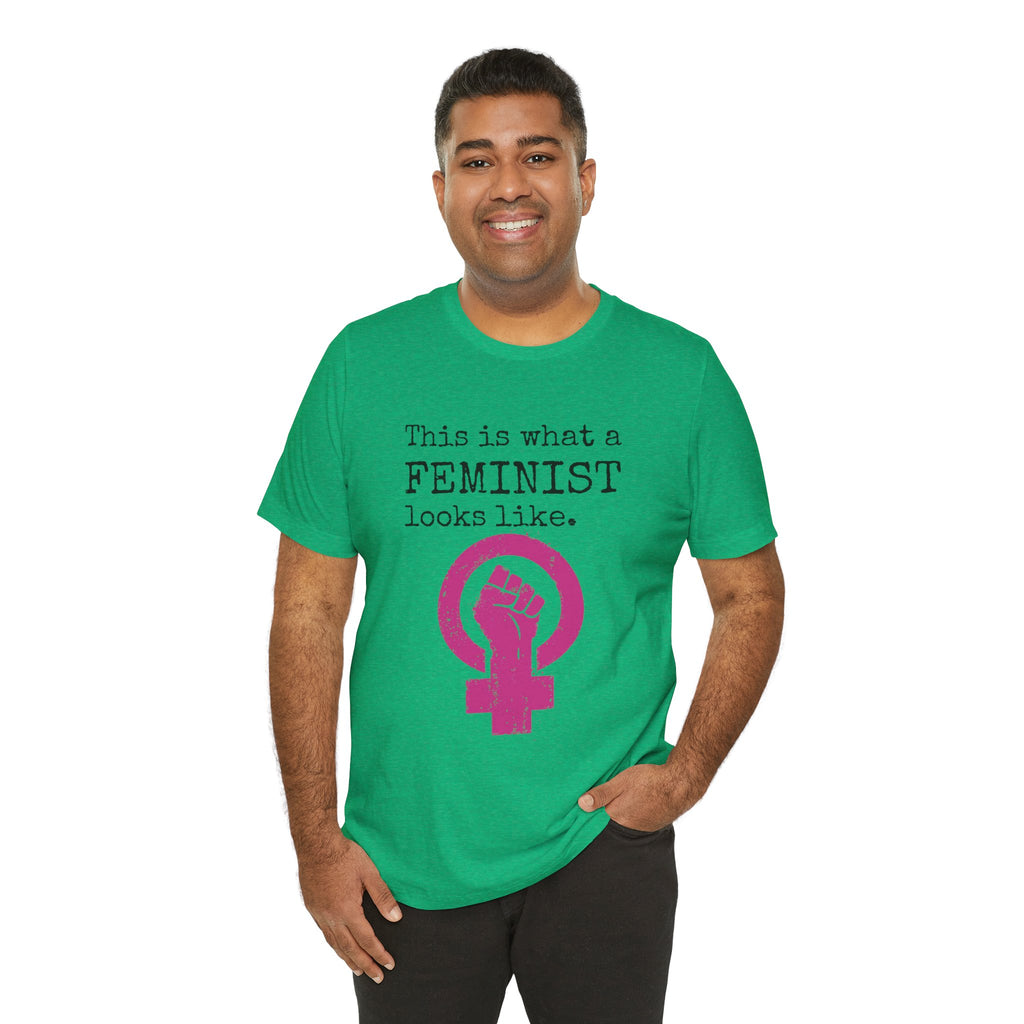 Feminist T‑Shirt — “This Is What a FEMINIST Looks Like” Pink Symbol Tee