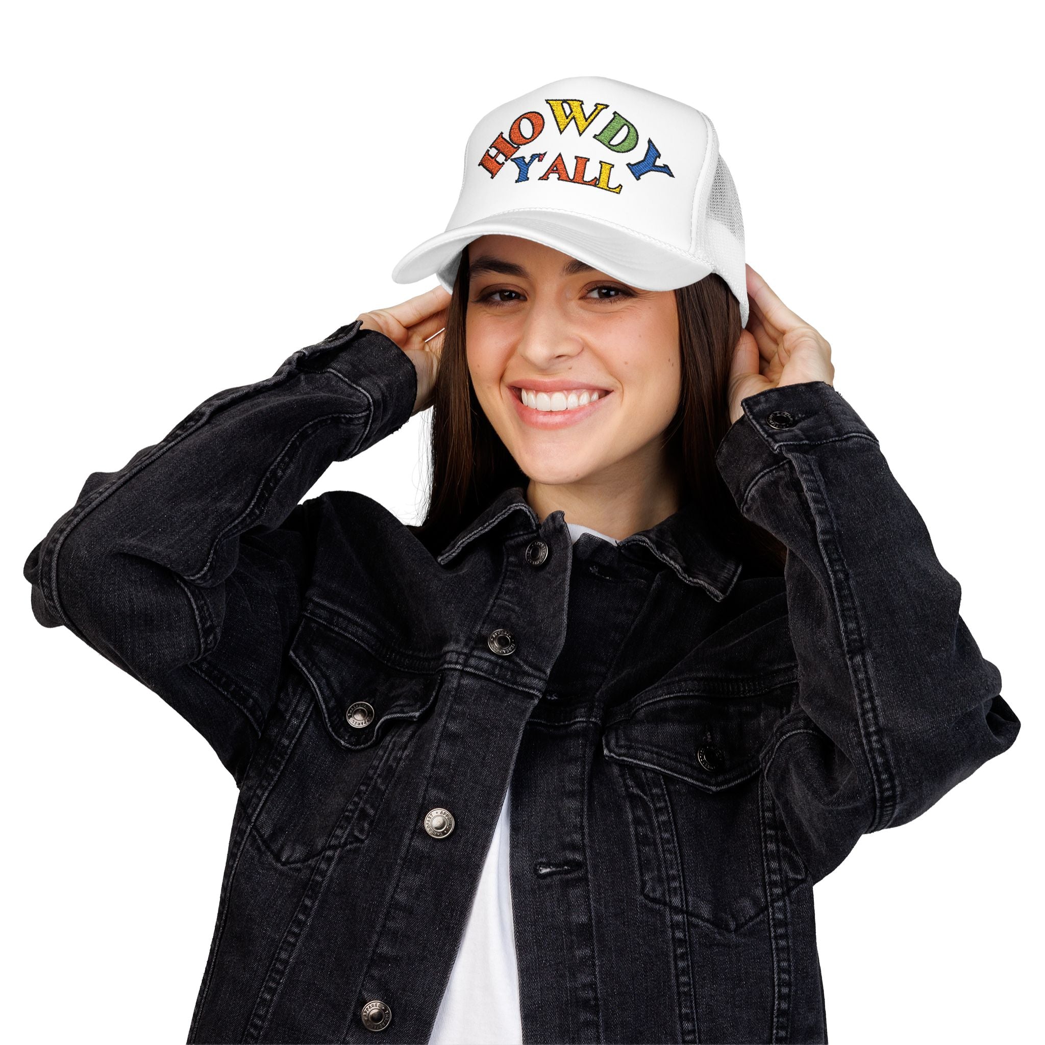 Howdy Y'all Rainbow Trucker Hat, Embroidery, Southern Manners, Y'all Means All, Pride Cap, LGBTQ Gift, Pride Parade Hat
