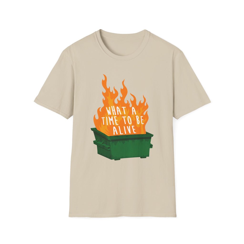 What a Time to Be Alive Dumpster Fire Gildan 64000 Soft Style Graphic Tee