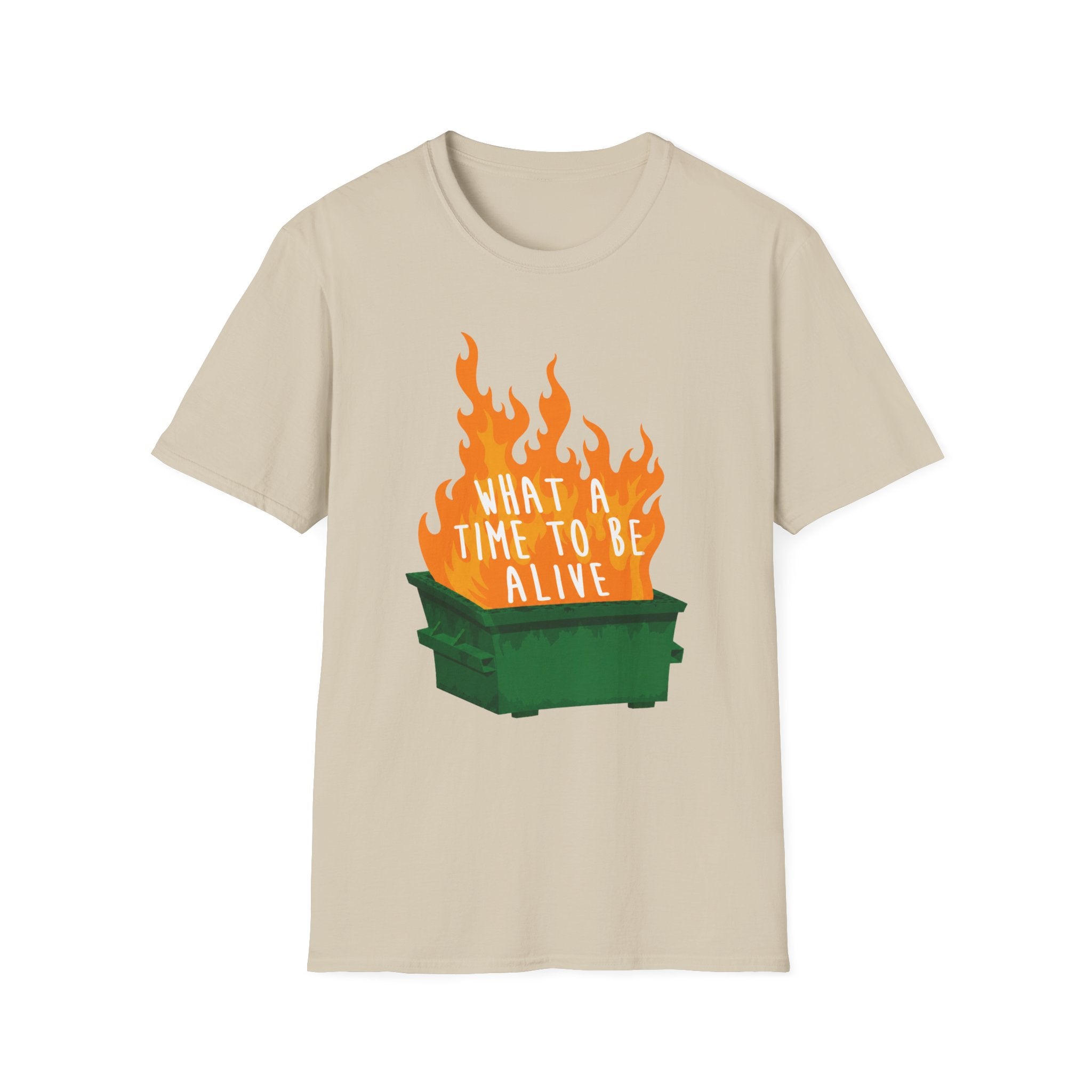 What a Time to Be Alive Dumpster Fire Gildan 64000 Soft Style Graphic Tee