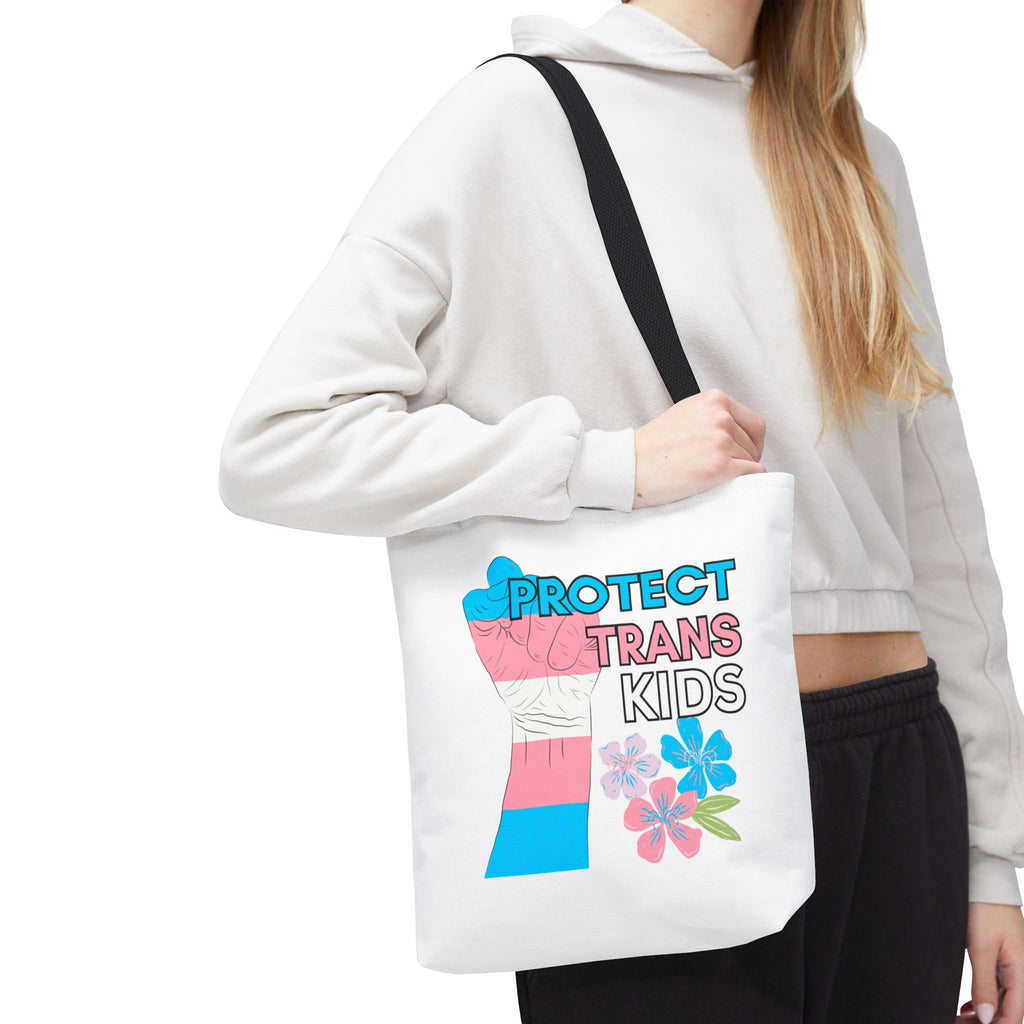 Protect Trans Kids Ally Tote Bag, LGBTQ Activist Market Bag, Support Gender Equality, Pride Flag Shoulder Bag, Social Justice Gift