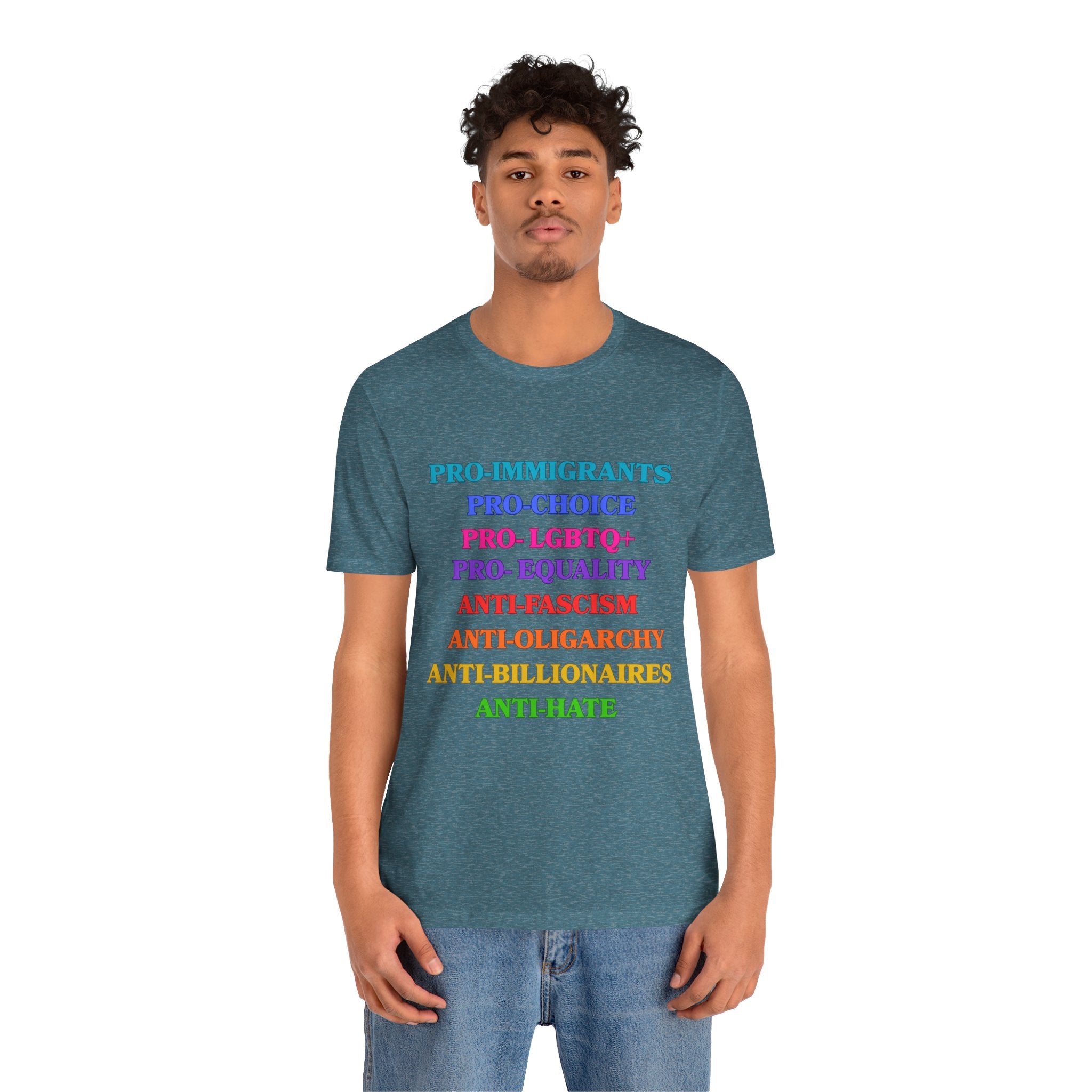 Pro-Equality Political Statement Tee — Pro-Immigrant • Pro-Choice • Pro-LGBTQ+