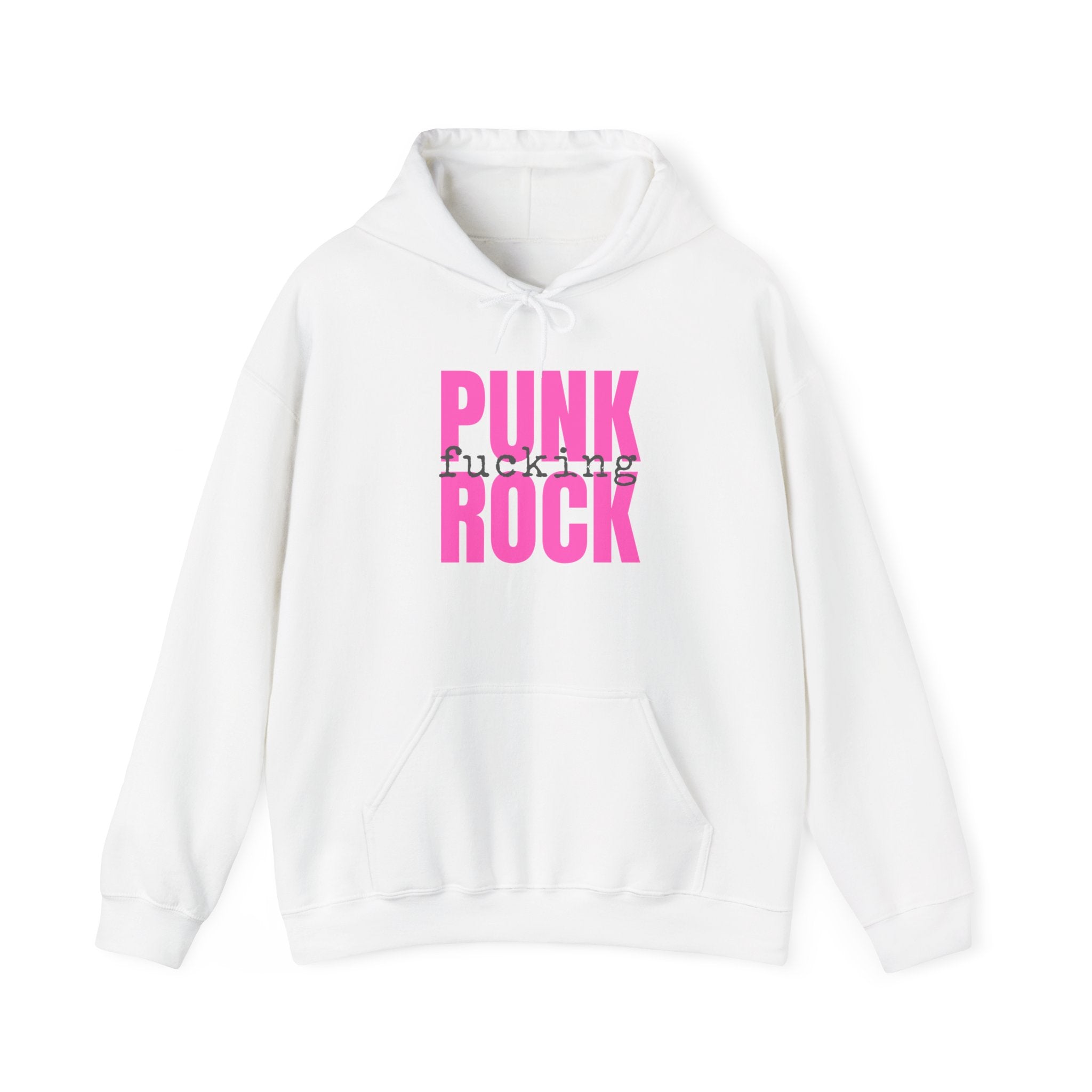 Pink Rock Hoodie — Bold Pink 'PUNK ROCK' Graphic Sweatshirt