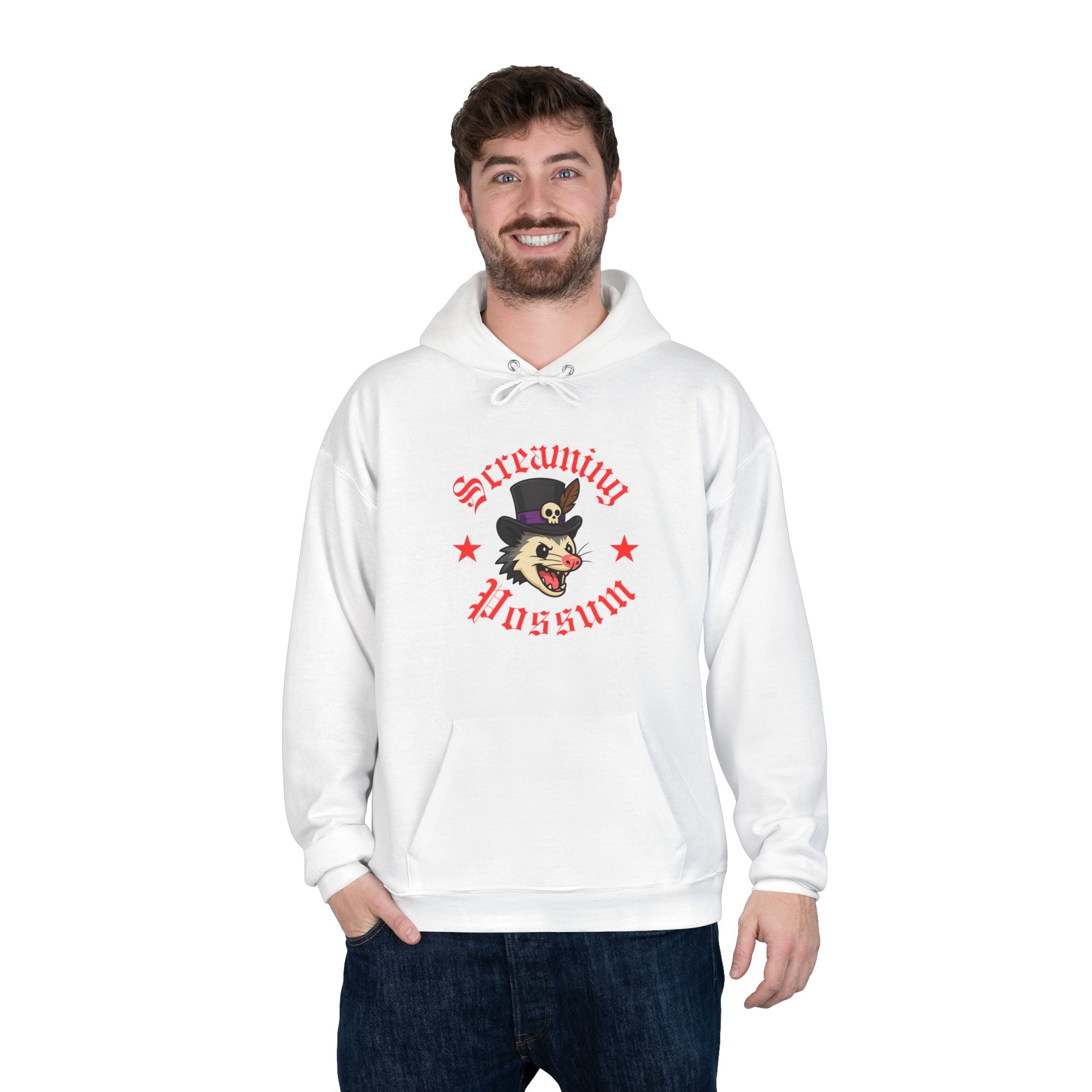 Screaming Possum Hoodie — Vintage Tattoo Possum Graphic Pullover