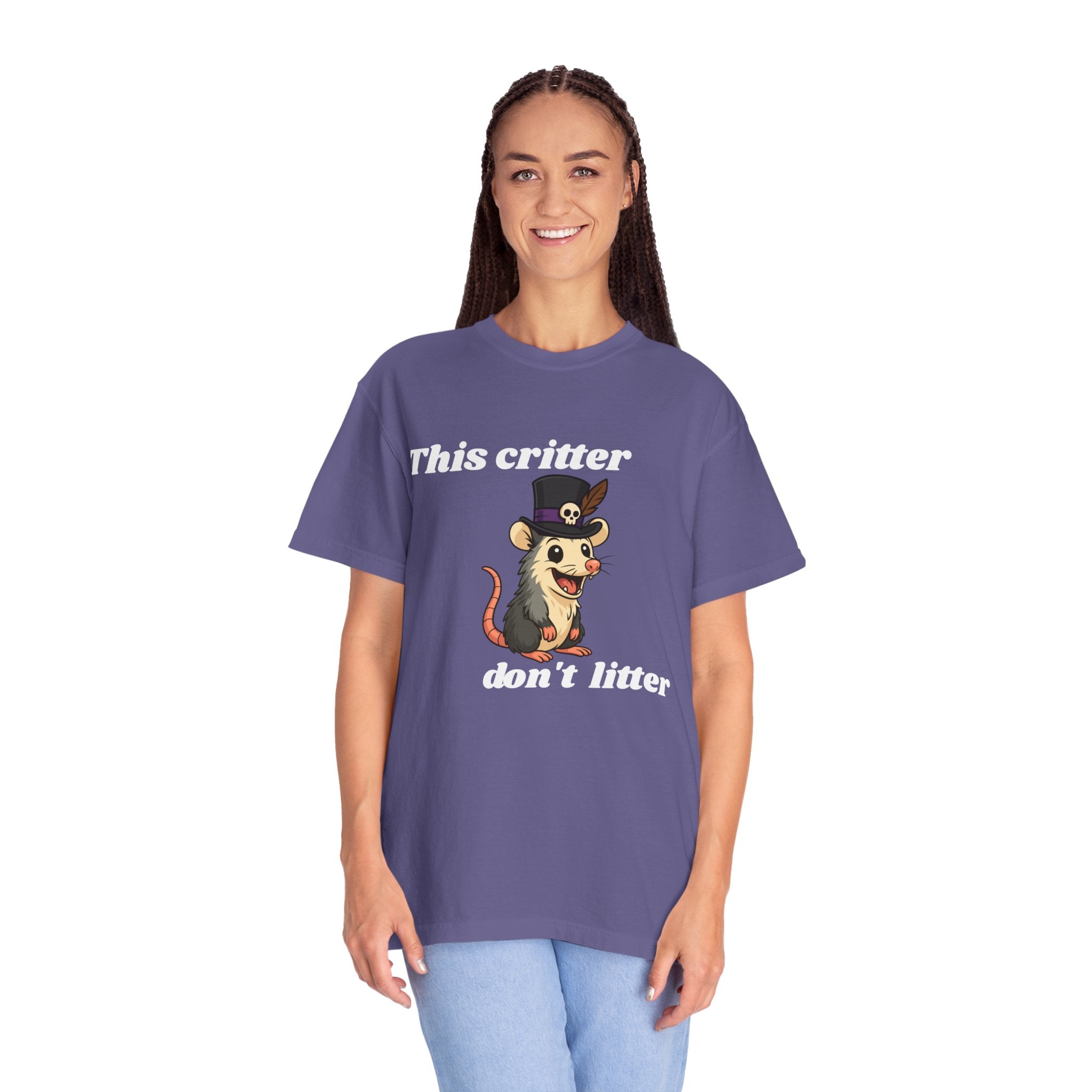 T-Shirt — 'This Critter Don't Litter' Possum Cute Eco Awareness Tee