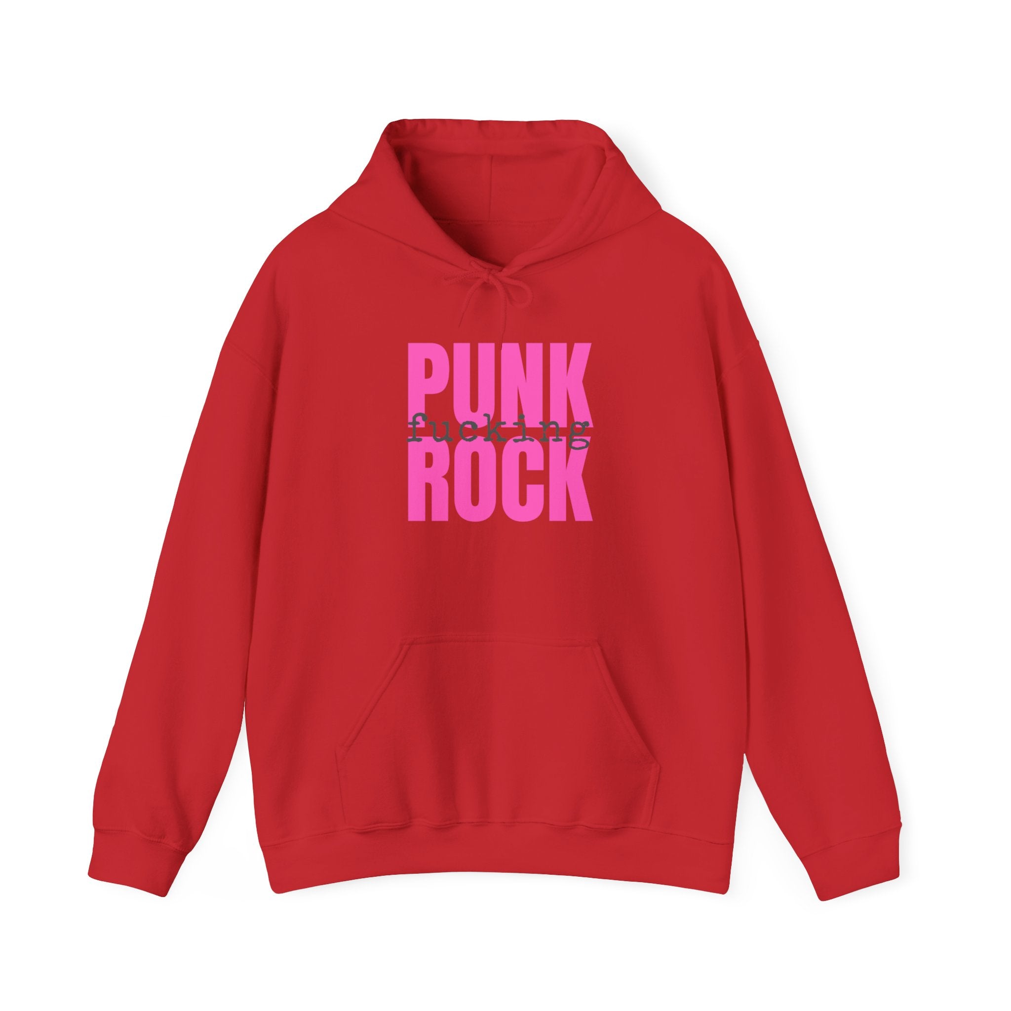 Pink Rock Hoodie — Bold Pink 'PUNK ROCK' Graphic Sweatshirt