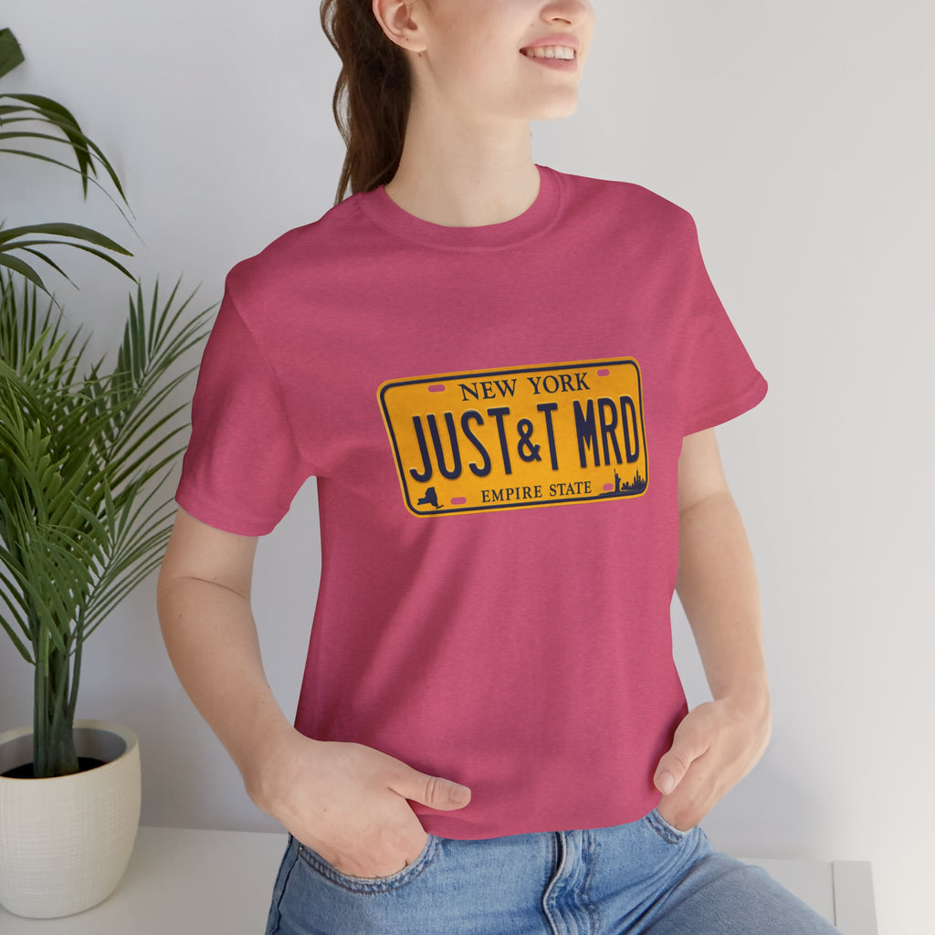 New York 'JUST&T MRD' License Plate T-Shirt — Vintage Empire State Graphic Tee