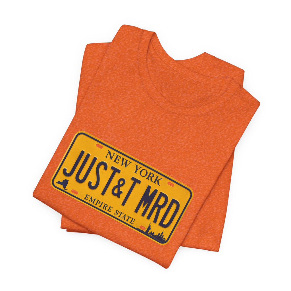 New York 'JUST&T MRD' License Plate T-Shirt — Vintage Empire State Graphic Tee