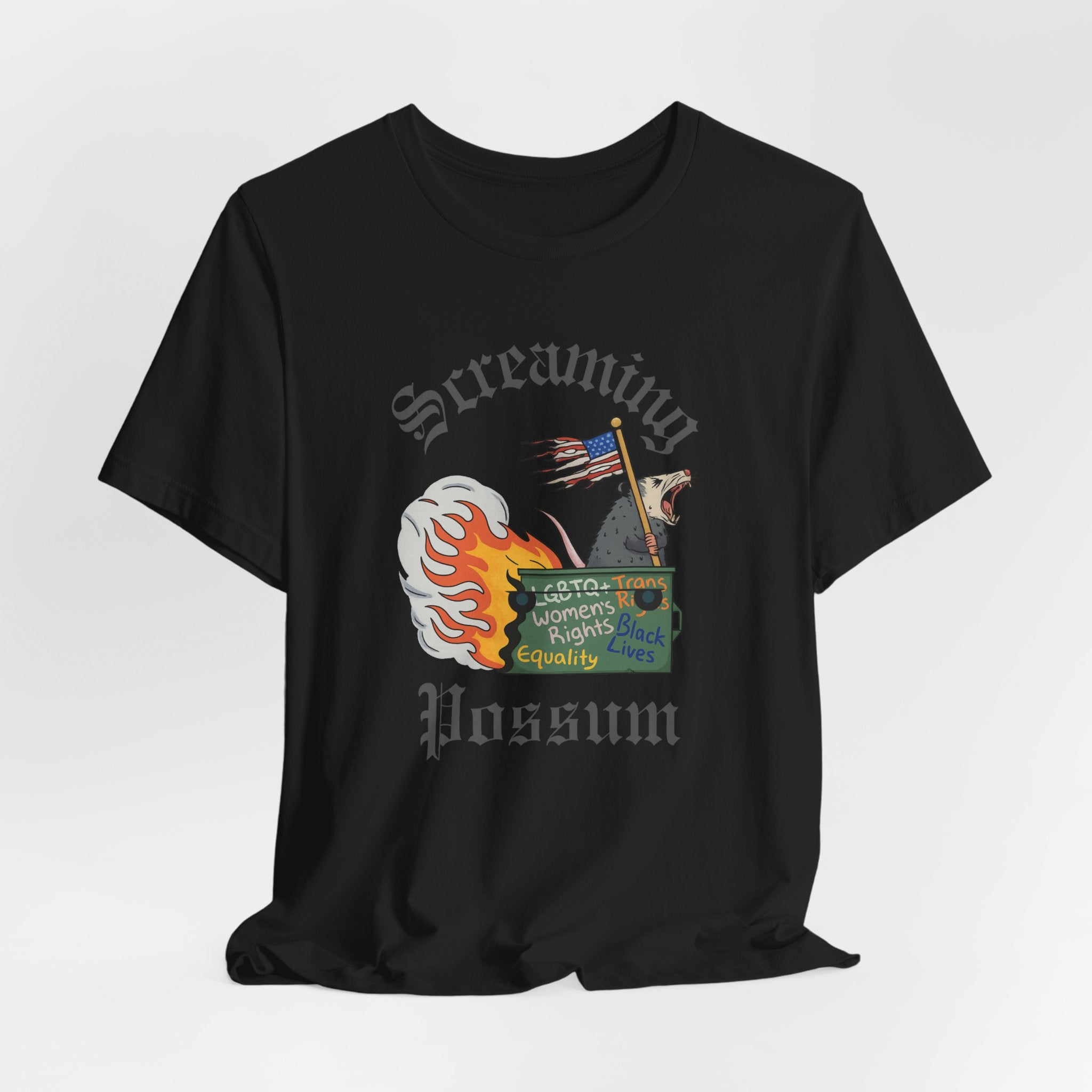 DEI Ride or Die - Screaming Possum Dumpster Fire Ride T-Shirt