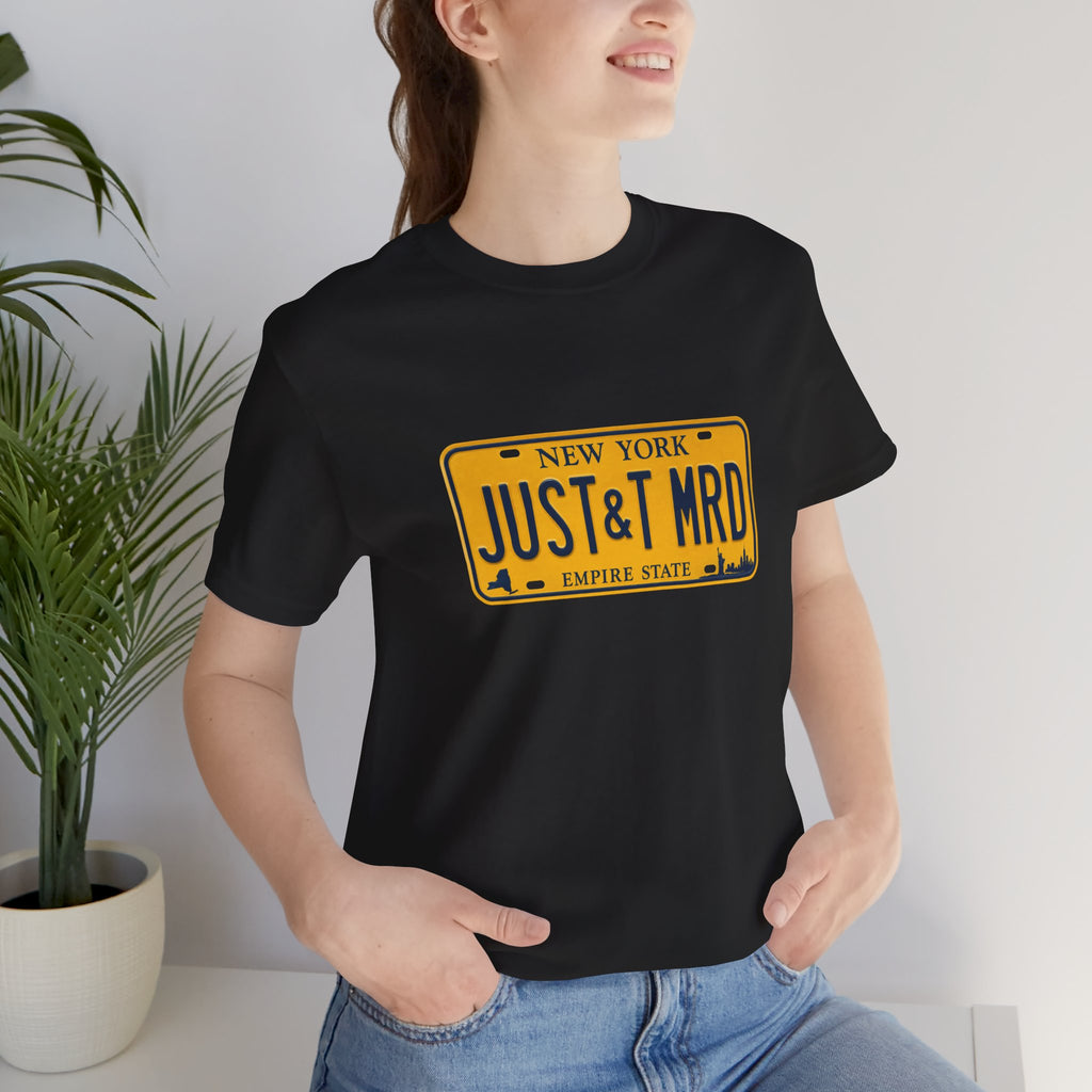 New York 'JUST&T MRD' License Plate T-Shirt — Vintage Empire State Graphic Tee