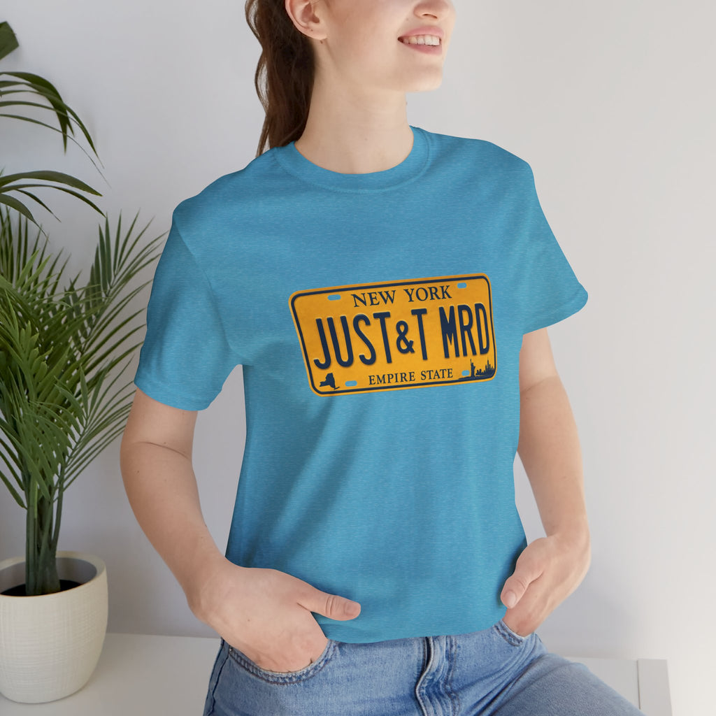 New York 'JUST&T MRD' License Plate T-Shirt — Vintage Empire State Graphic Tee