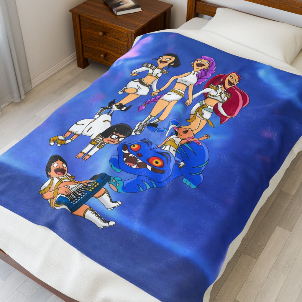 K-pop Demon Hunters x Bob's Burgers Mashup Velveteen Plush Blanket