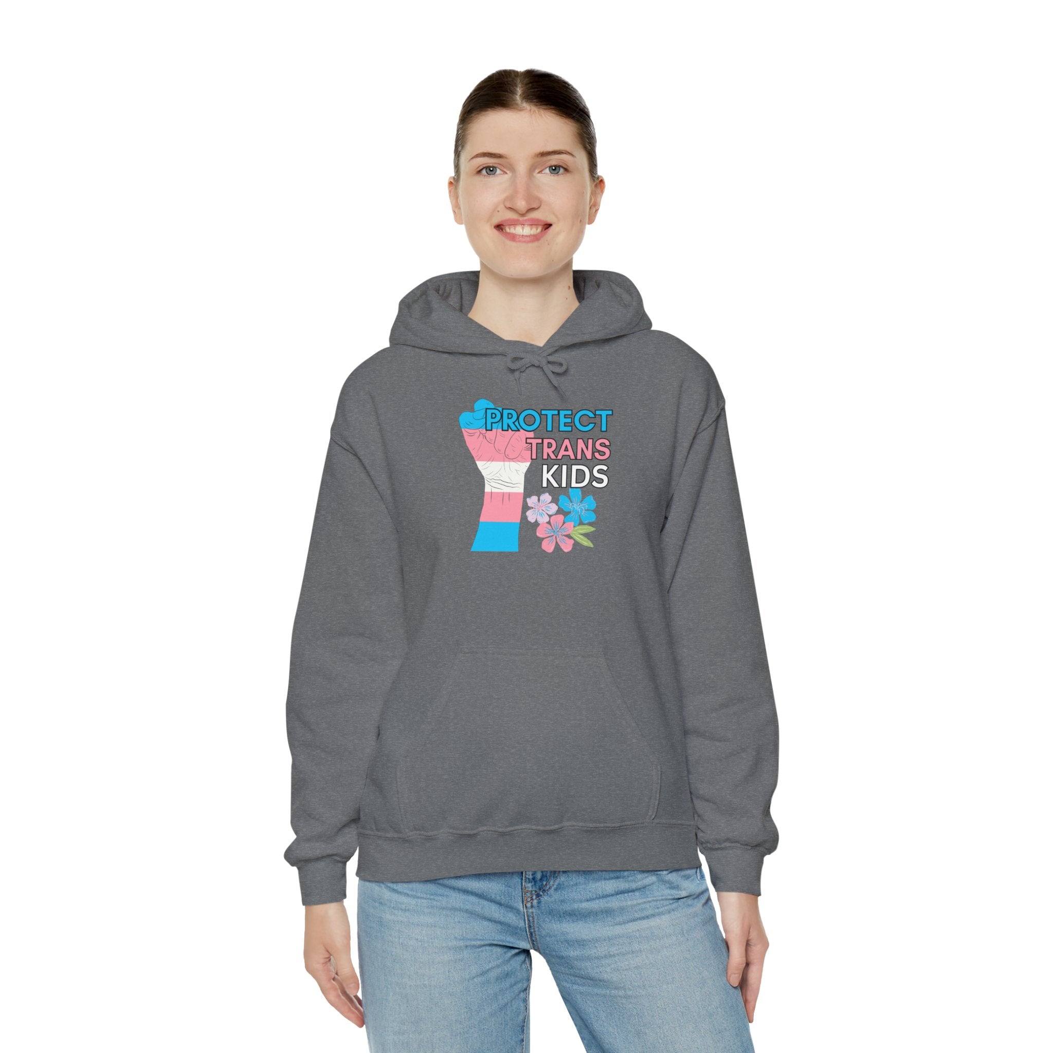 Protect Trans Kids Hoodie on Gildan Hooded Sweatshirt