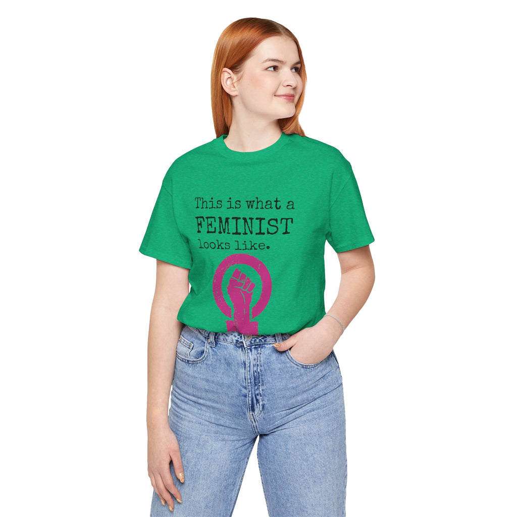 Feminist T‑Shirt — “This Is What a FEMINIST Looks Like” Pink Symbol Tee