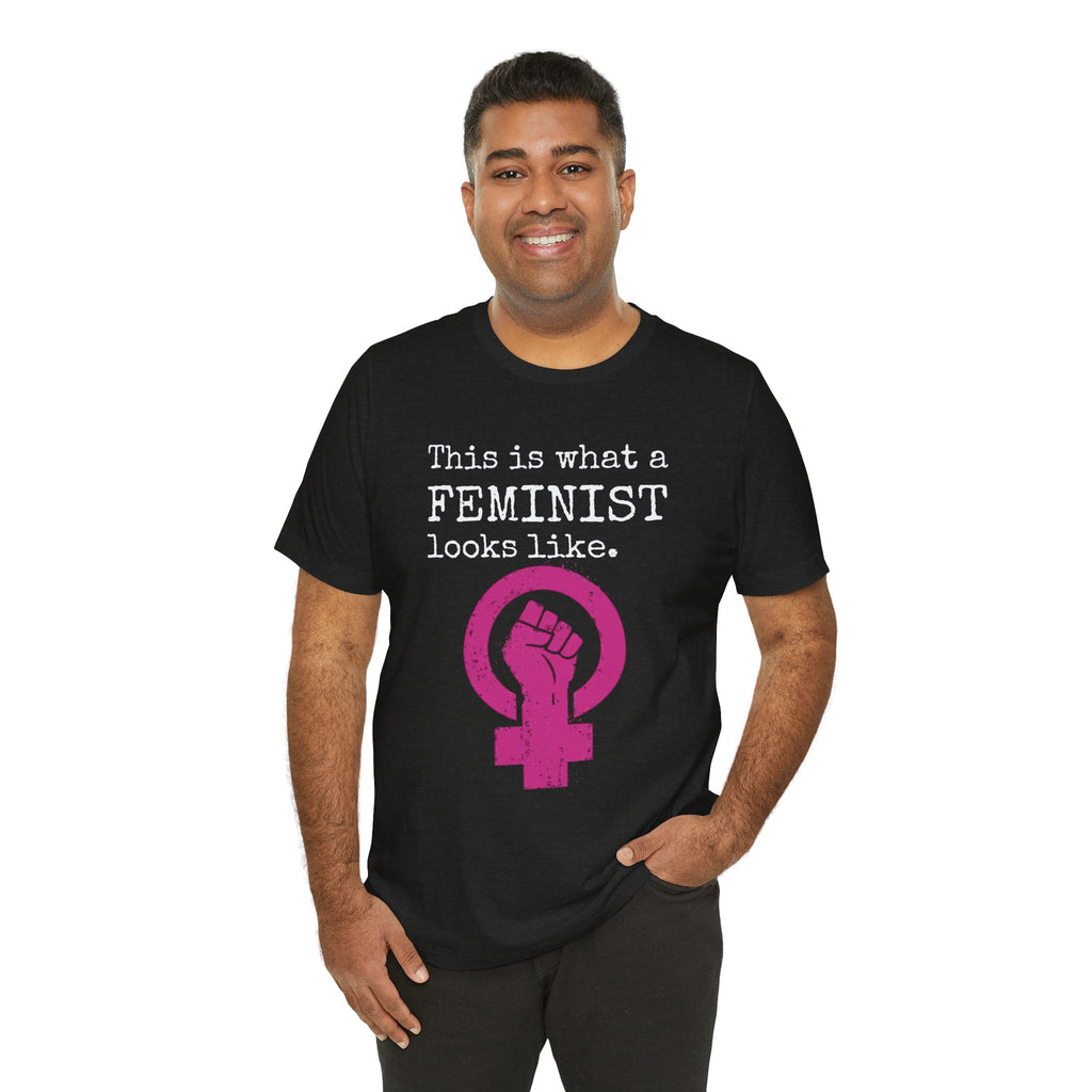 Feminist T‑Shirt — “This Is What a FEMINIST Looks Like” Pink Symbol Tee
