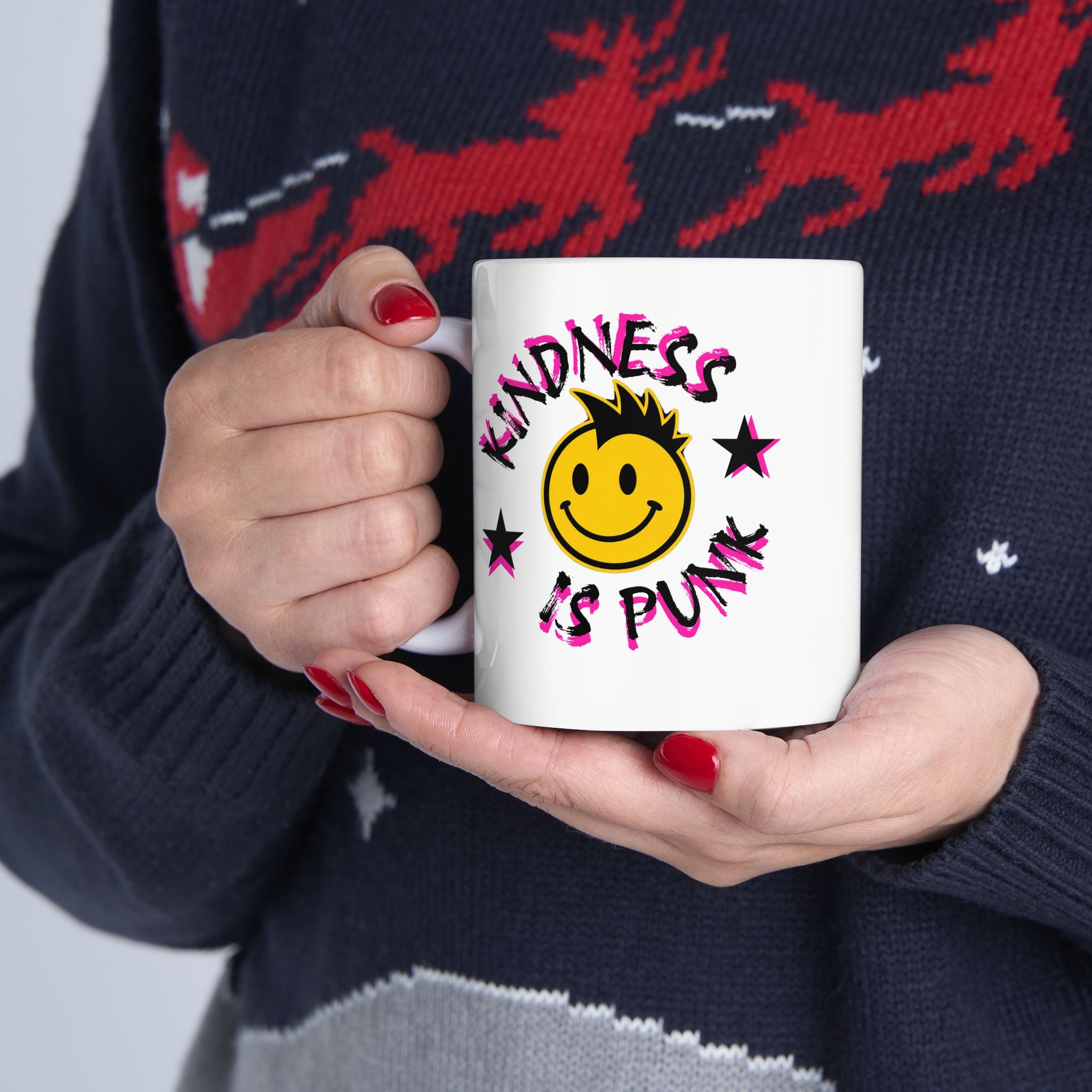 Kindness is Punk Smiley Coffee Cup