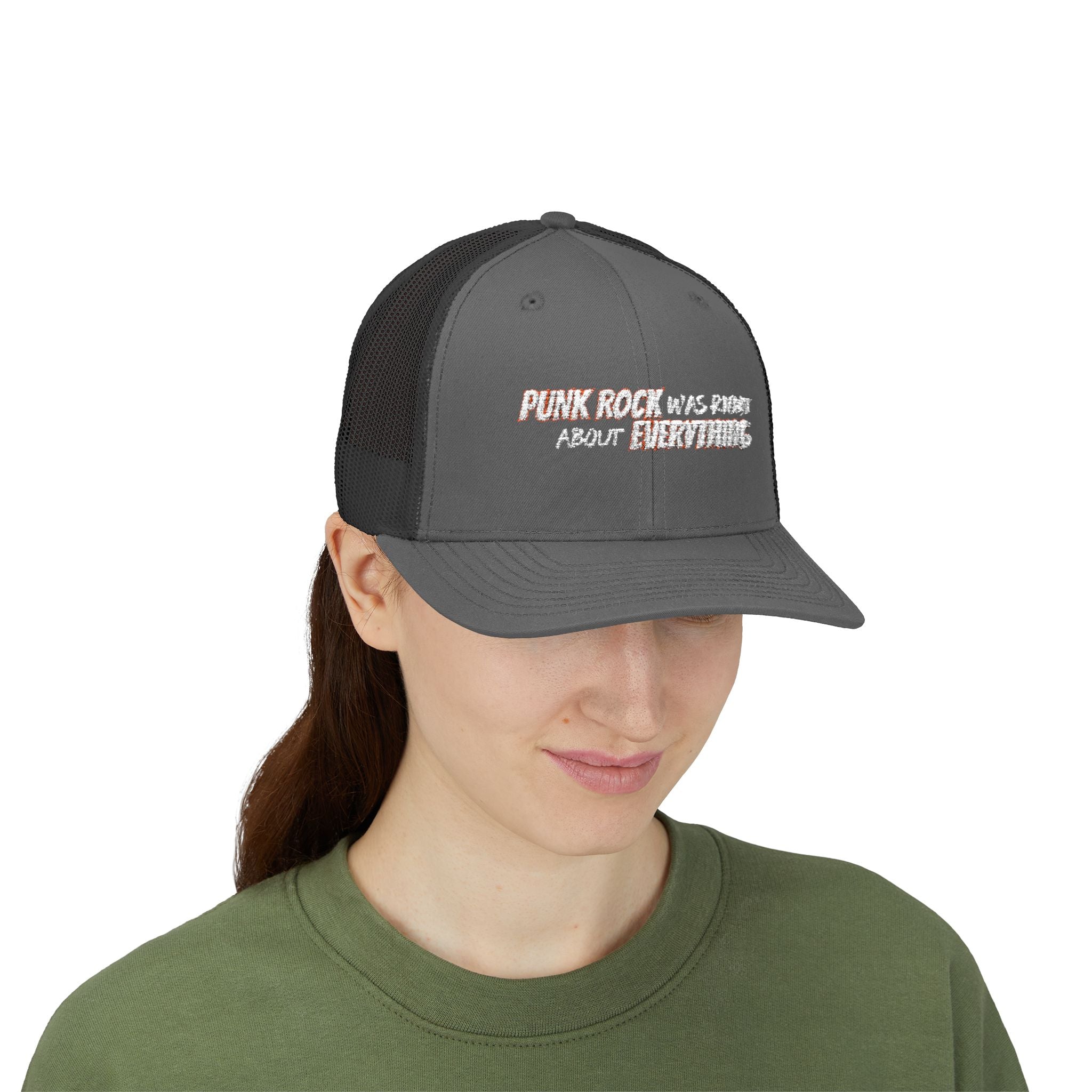 Punk Rock Was Right About Everything Embroidered Snapback Trucker Cap