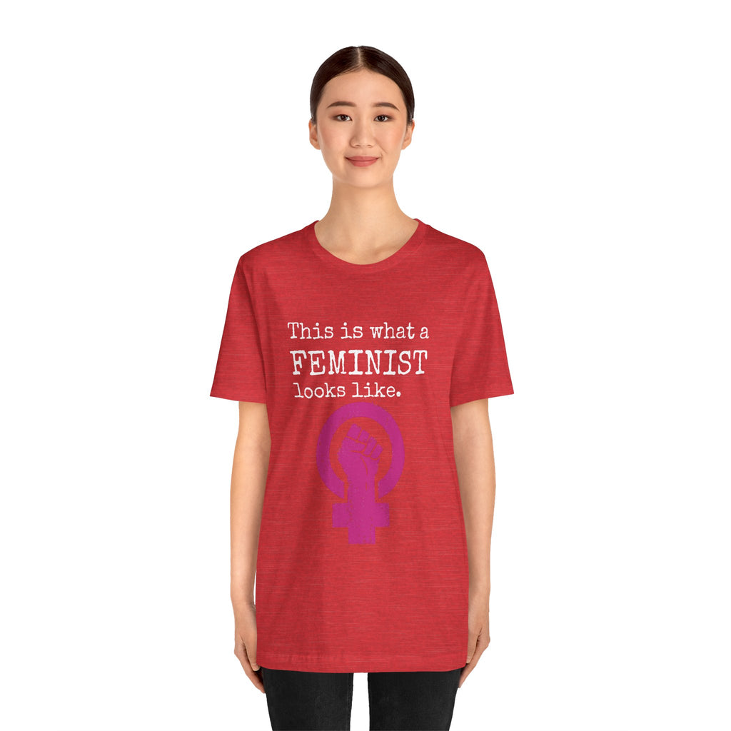 Feminist T‑Shirt — “This Is What a FEMINIST Looks Like” Pink Symbol Tee