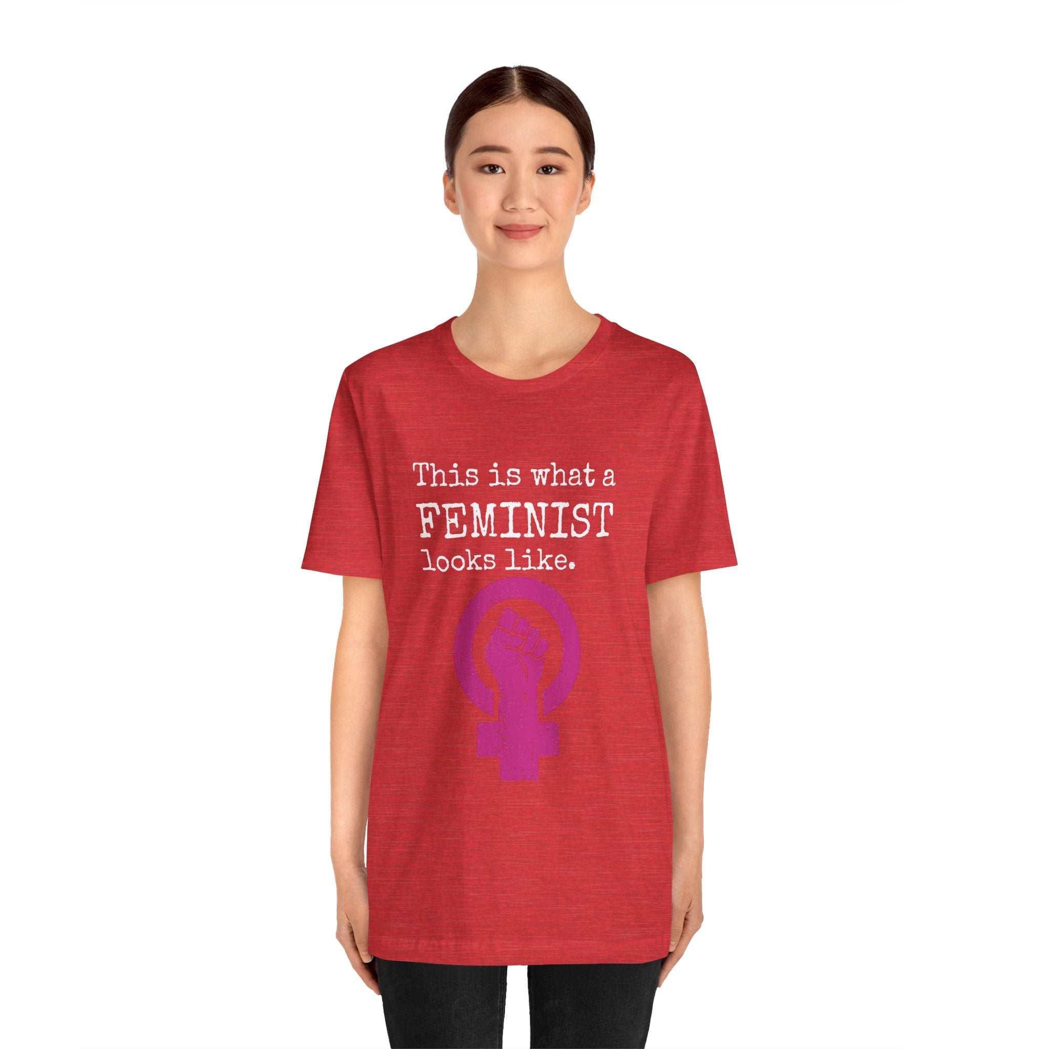 Feminist T‑Shirt — “This Is What a FEMINIST Looks Like” Pink Symbol Tee