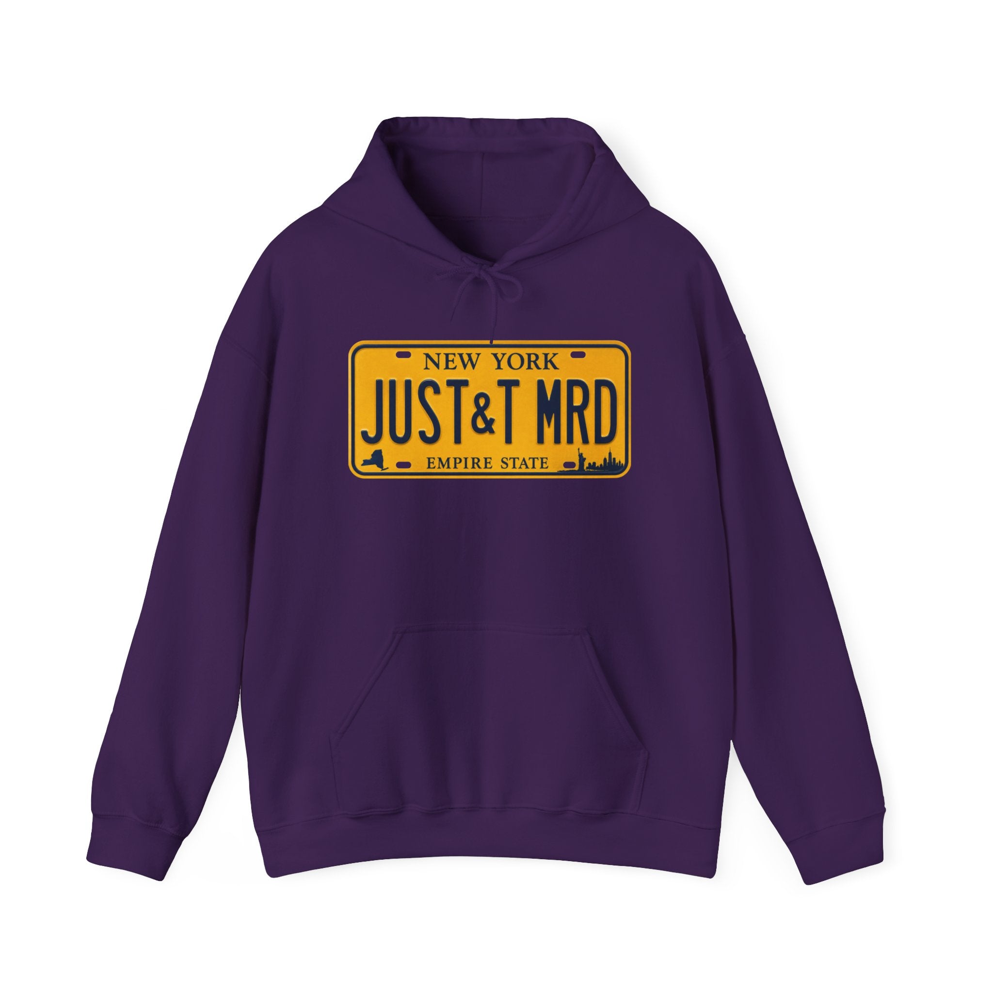 Hoodie — New York License Plate "JUST & MRD" Graphic