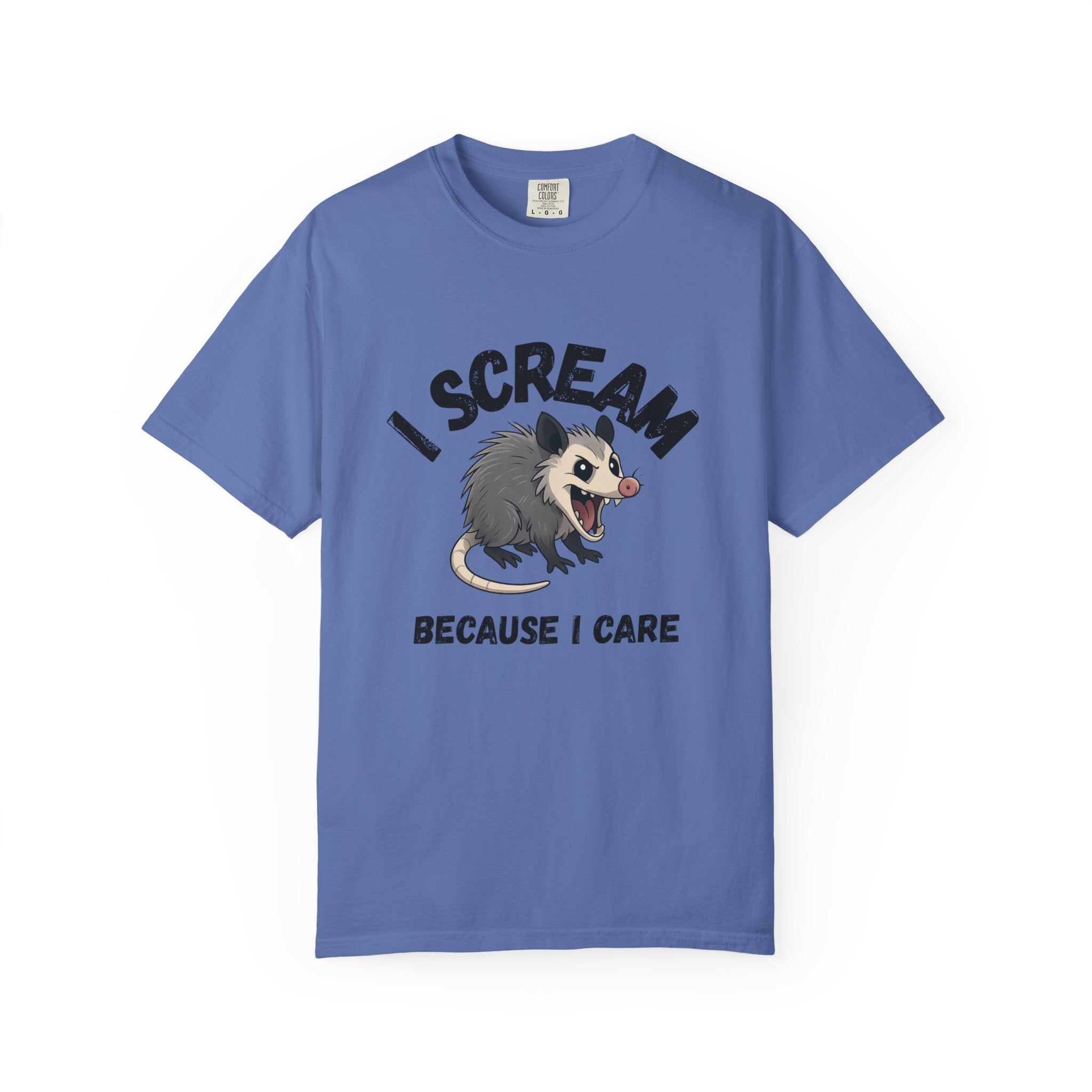 I Scream Because I Care Screaming Possum T-Shirt — Funny Wildlife Rescue Tee