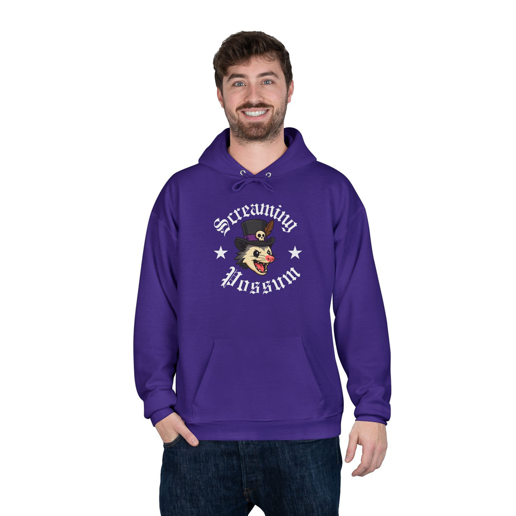 Screaming Possum Hoodie — Vintage Tattoo Possum Graphic Pullover