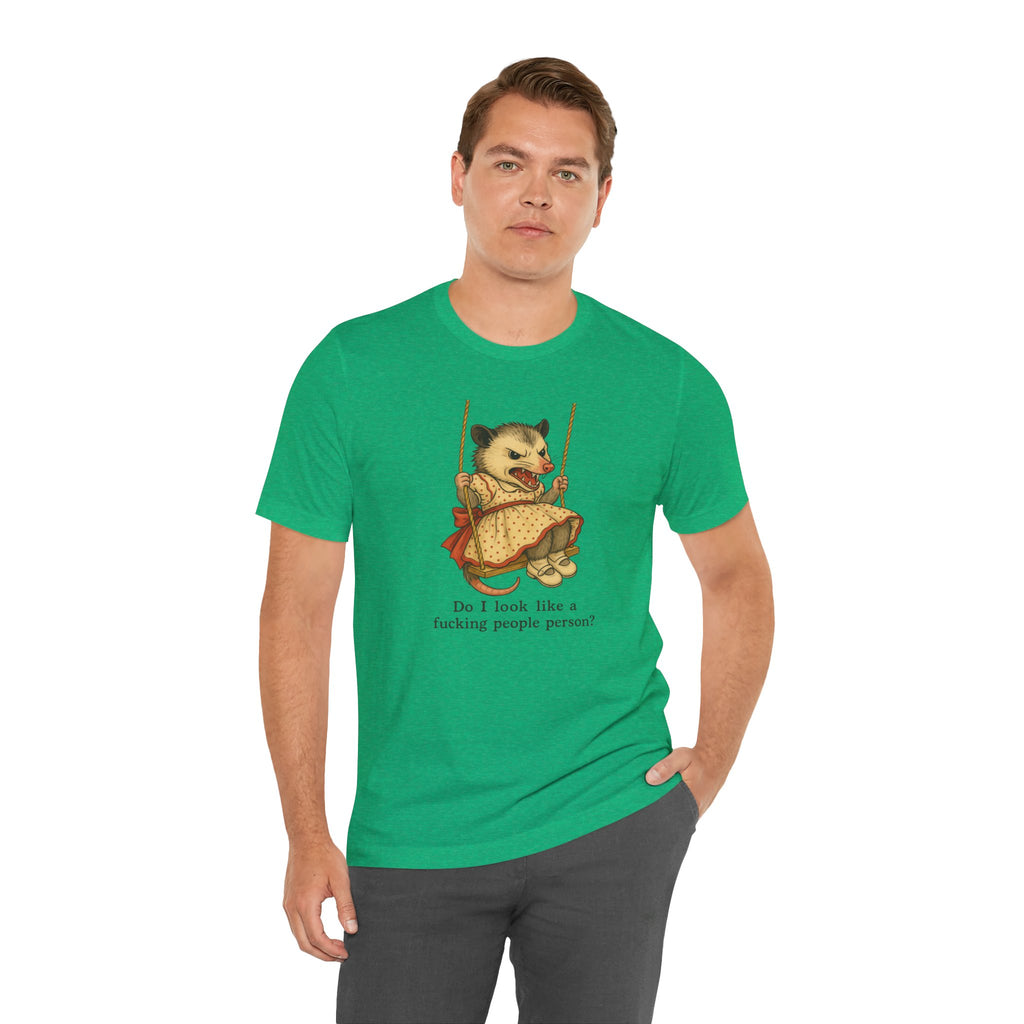 Graphic Tee — Vintage style Possum on Swing with "Do I look like a fucking people person?"