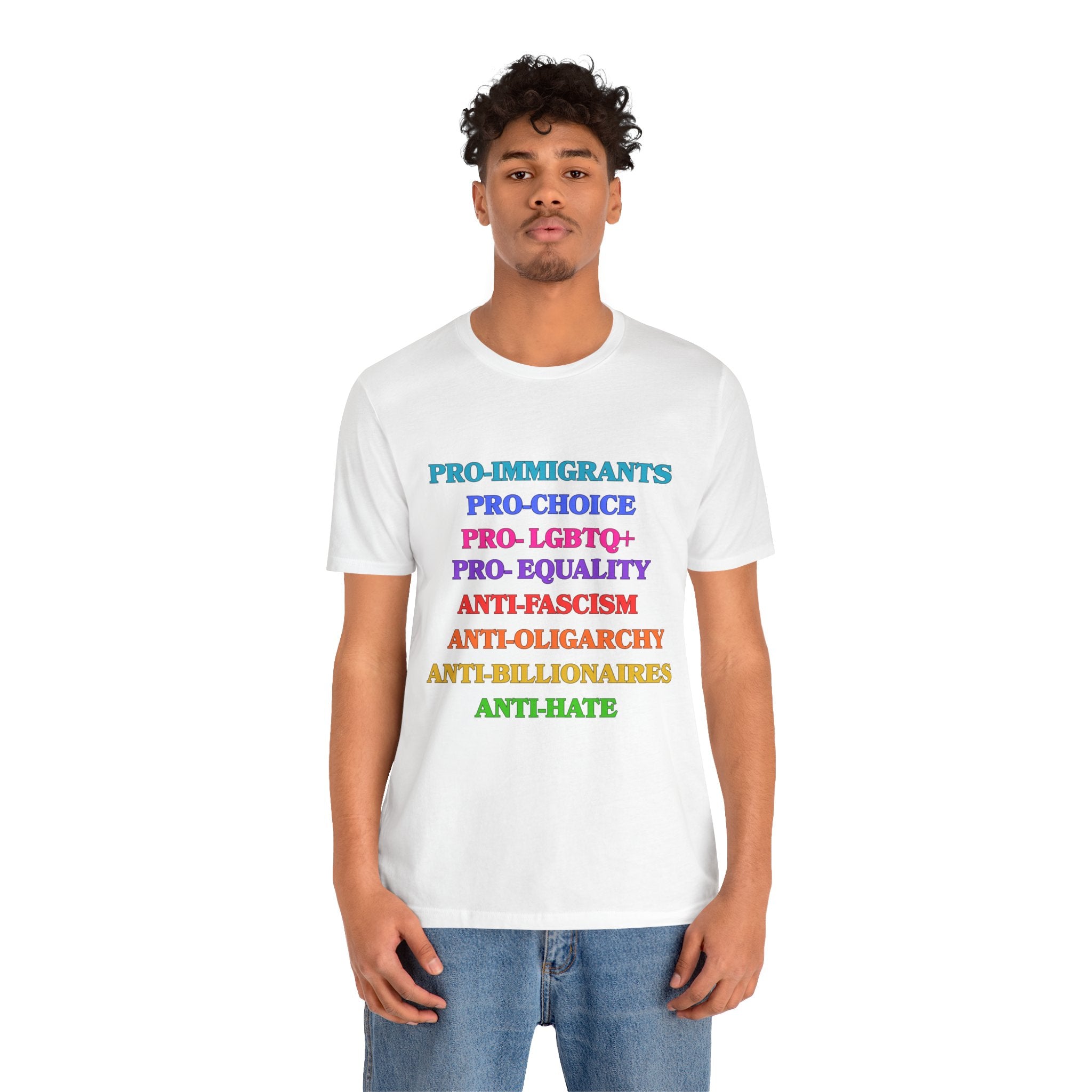Pro-Equality Political Statement Tee — Pro-Immigrant • Pro-Choice • Pro-LGBTQ+