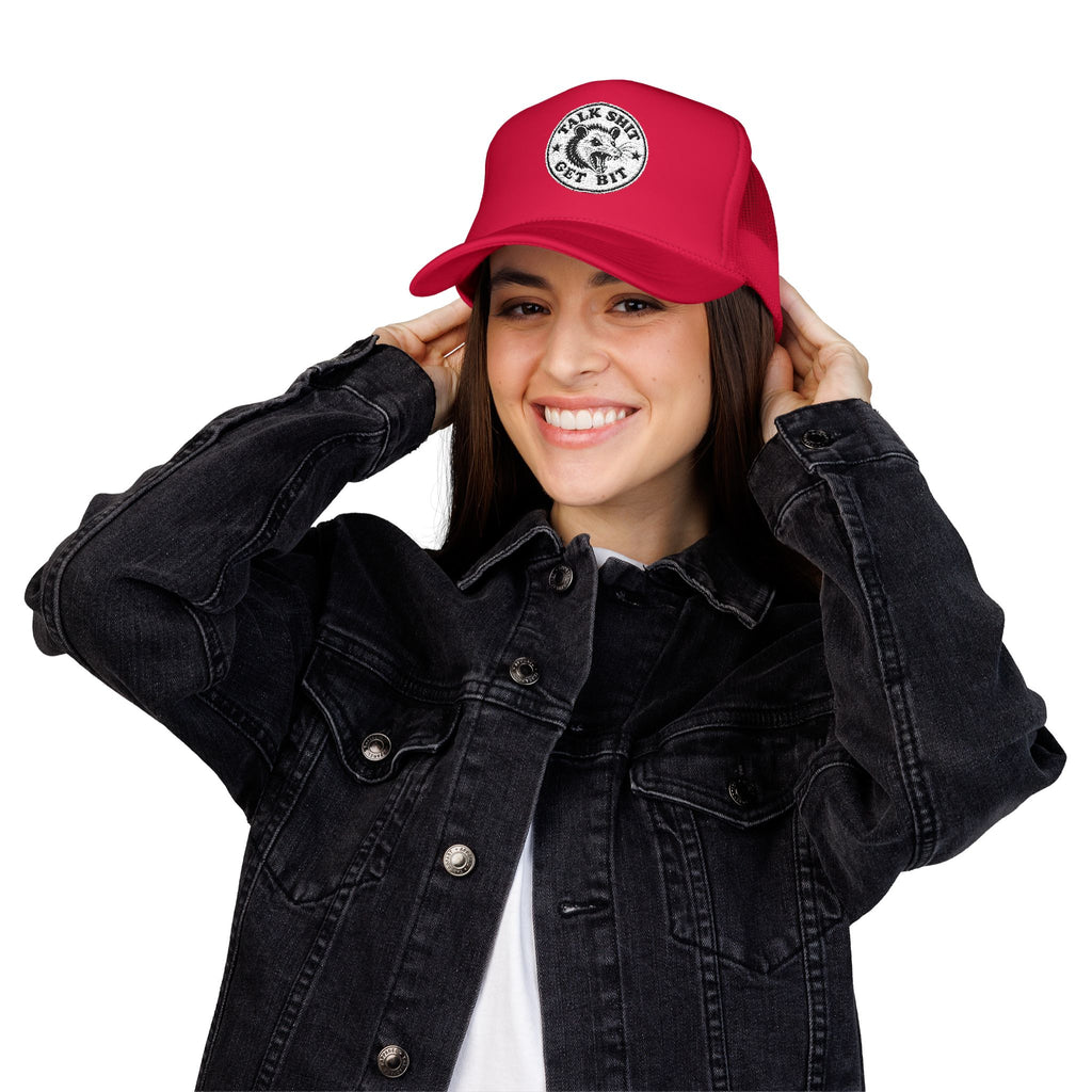 Talk Shit Get Bit Embroidered Patch Trucker Hat