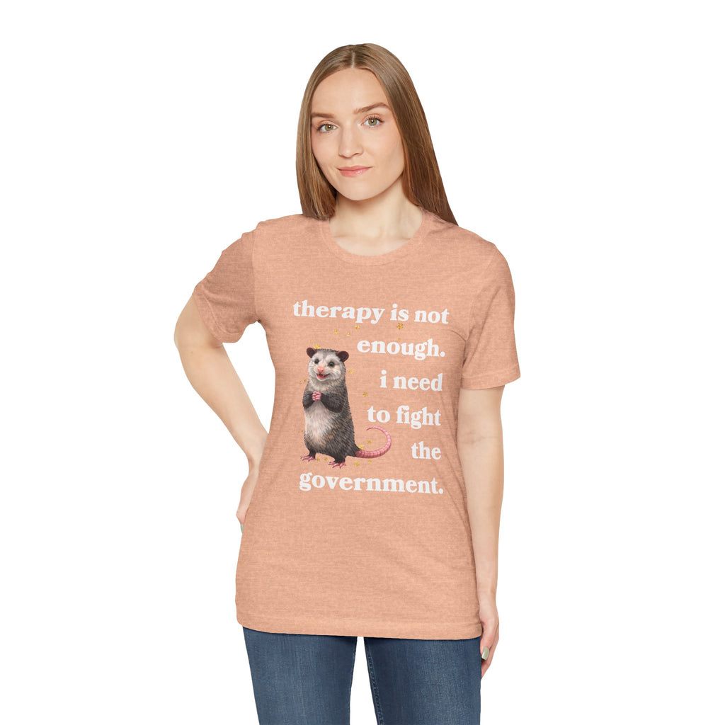 therapy is not enough. i need to fight the government Bella + Canvas T-shirt