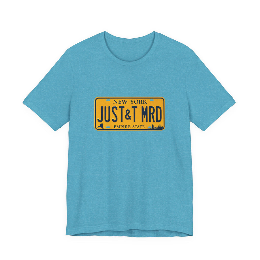 New York 'JUST&T MRD' License Plate T-Shirt — Vintage Empire State Graphic Tee