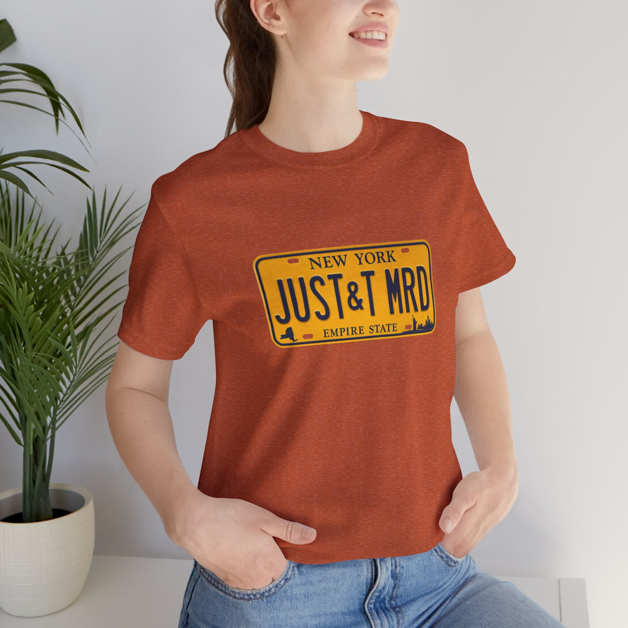 New York 'JUST&T MRD' License Plate T-Shirt — Vintage Empire State Graphic Tee