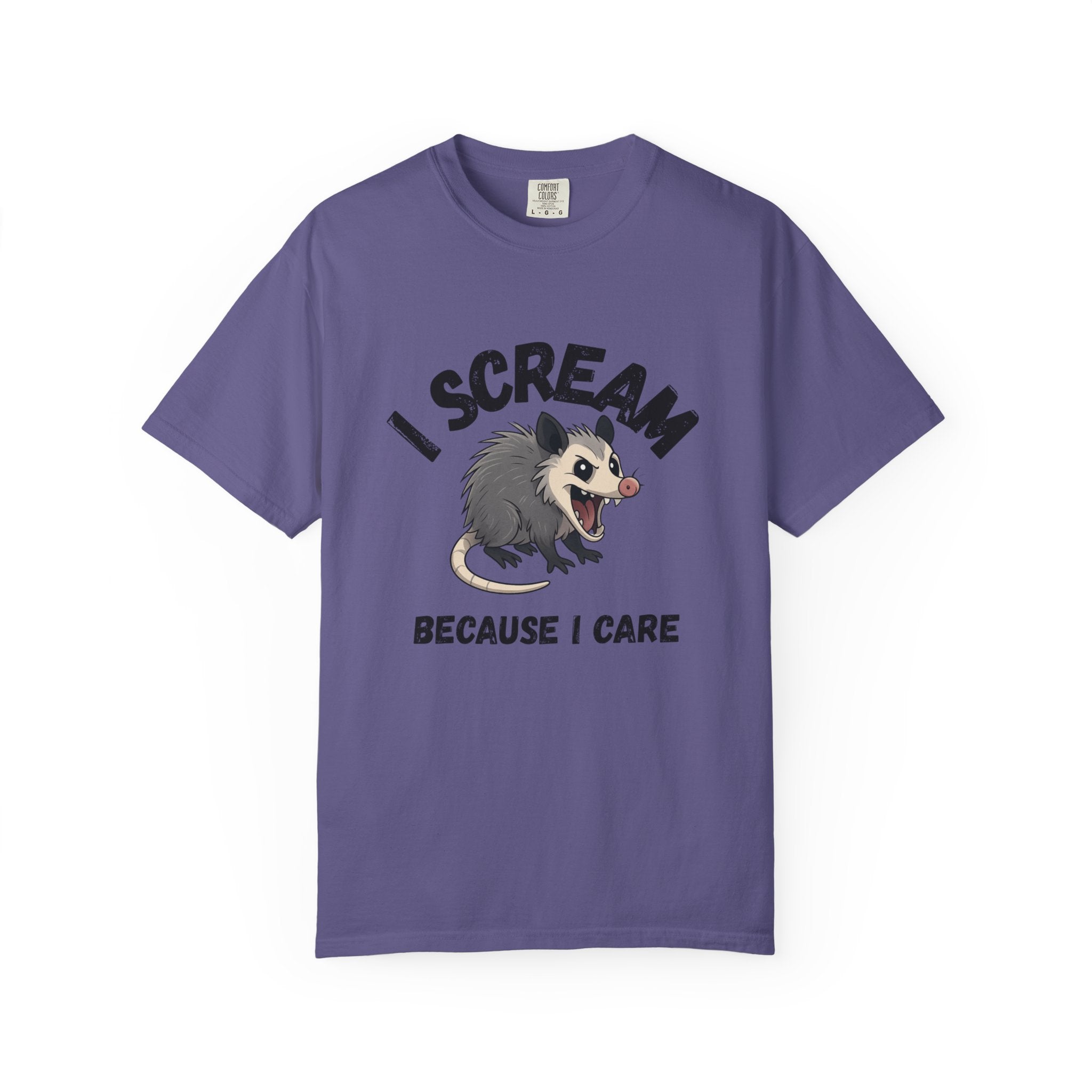 I Scream Because I Care Screaming Possum T-Shirt — Funny Wildlife Rescue Tee
