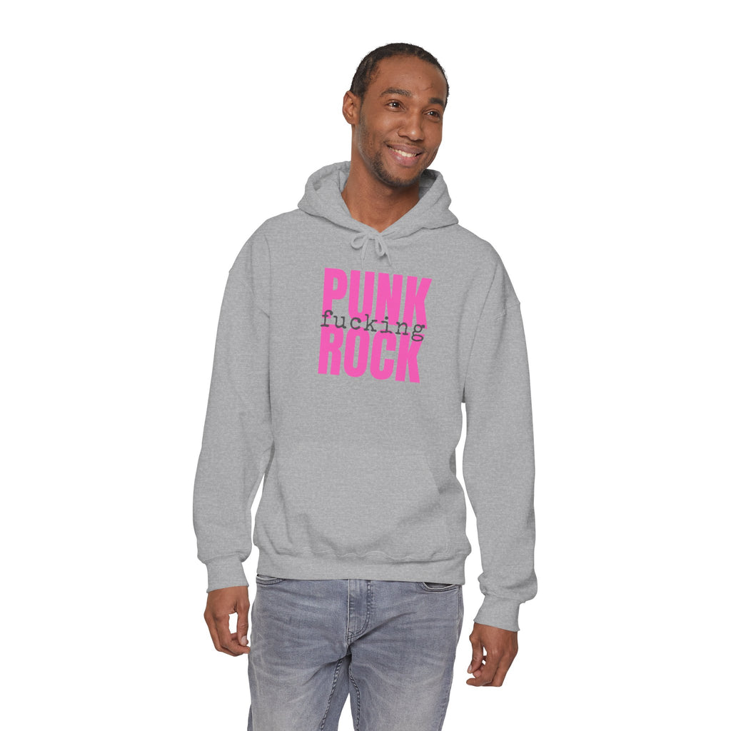 Pink Rock Hoodie — Bold Pink 'PUNK ROCK' Graphic Sweatshirt