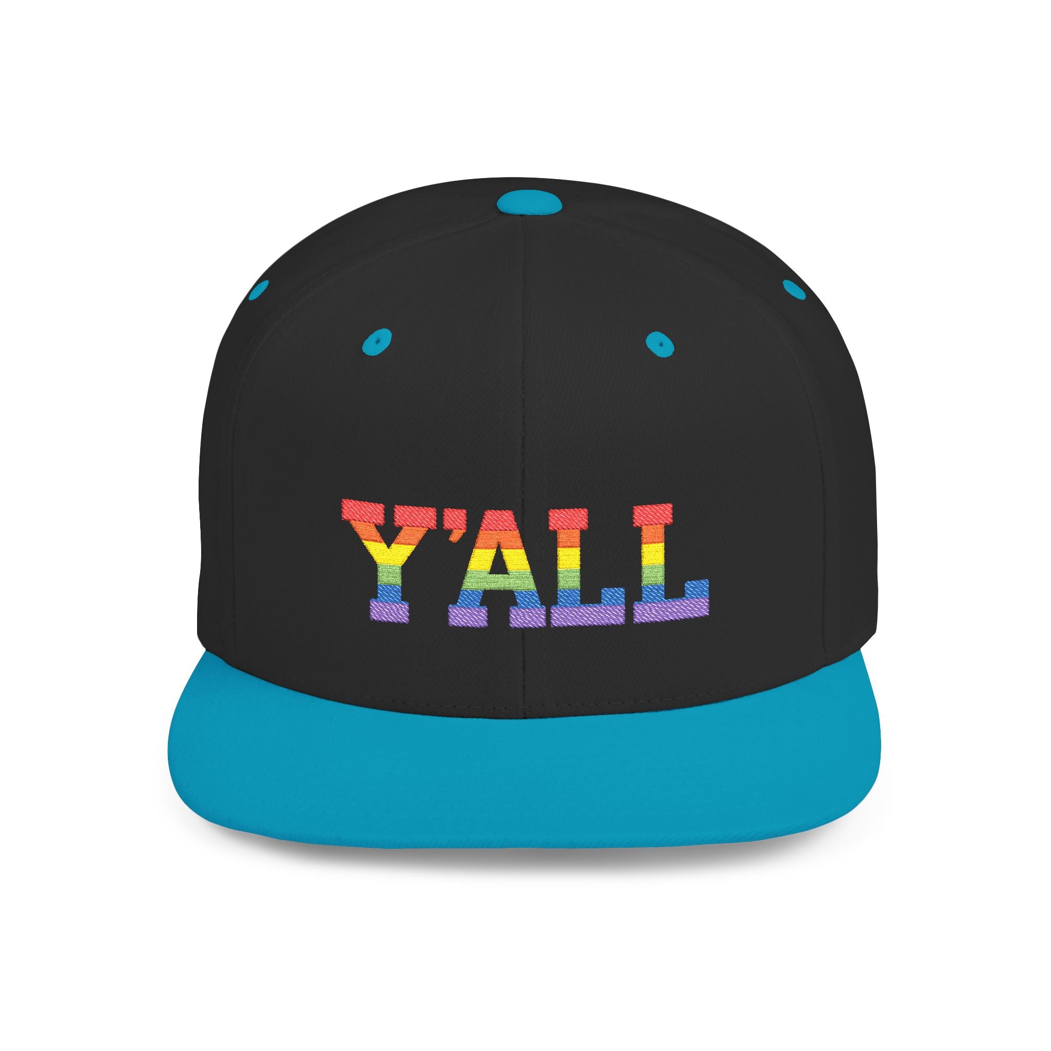 Rainbow "Y'ALL" Pride Flat Bill Snapback Hat