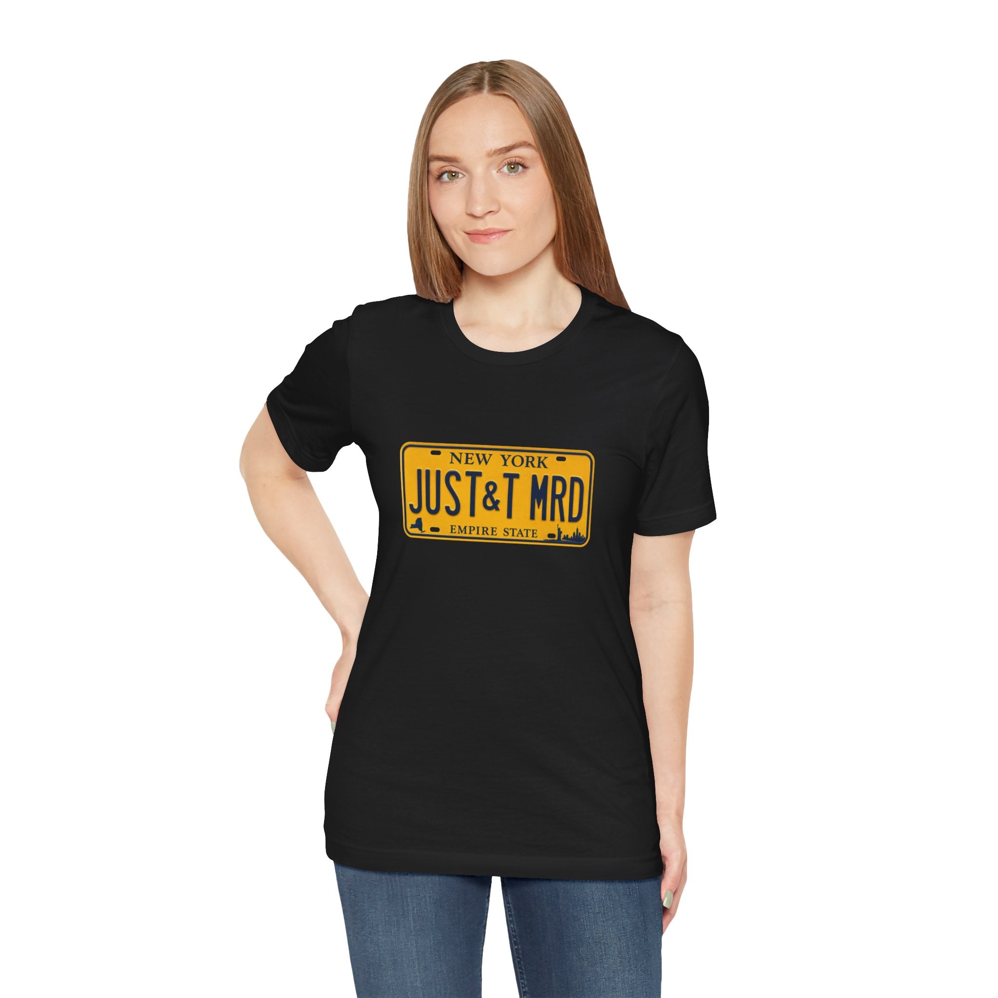 New York 'JUST&T MRD' License Plate T-Shirt — Vintage Empire State Graphic Tee