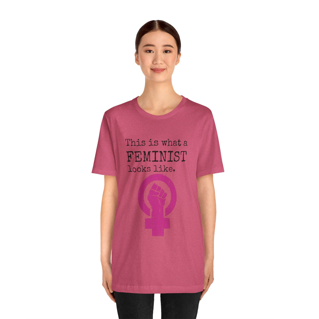 Feminist T‑Shirt — “This Is What a FEMINIST Looks Like” Pink Symbol Tee