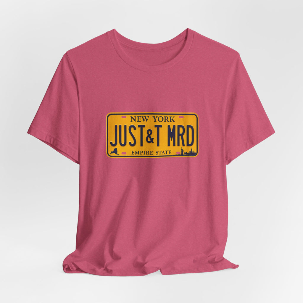 New York 'JUST&T MRD' License Plate T-Shirt — Vintage Empire State Graphic Tee