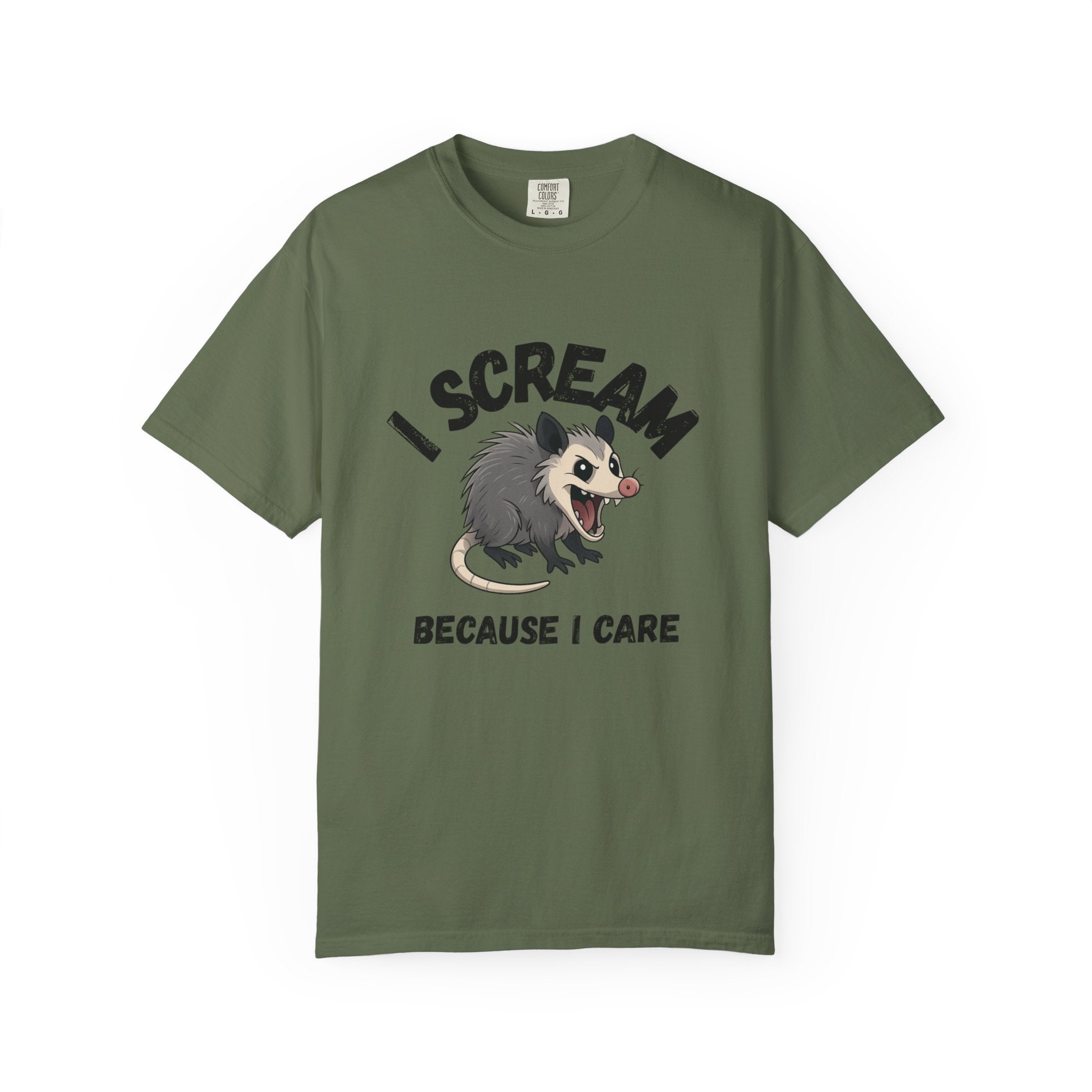 I Scream Because I Care Screaming Possum T-Shirt — Funny Wildlife Rescue Tee